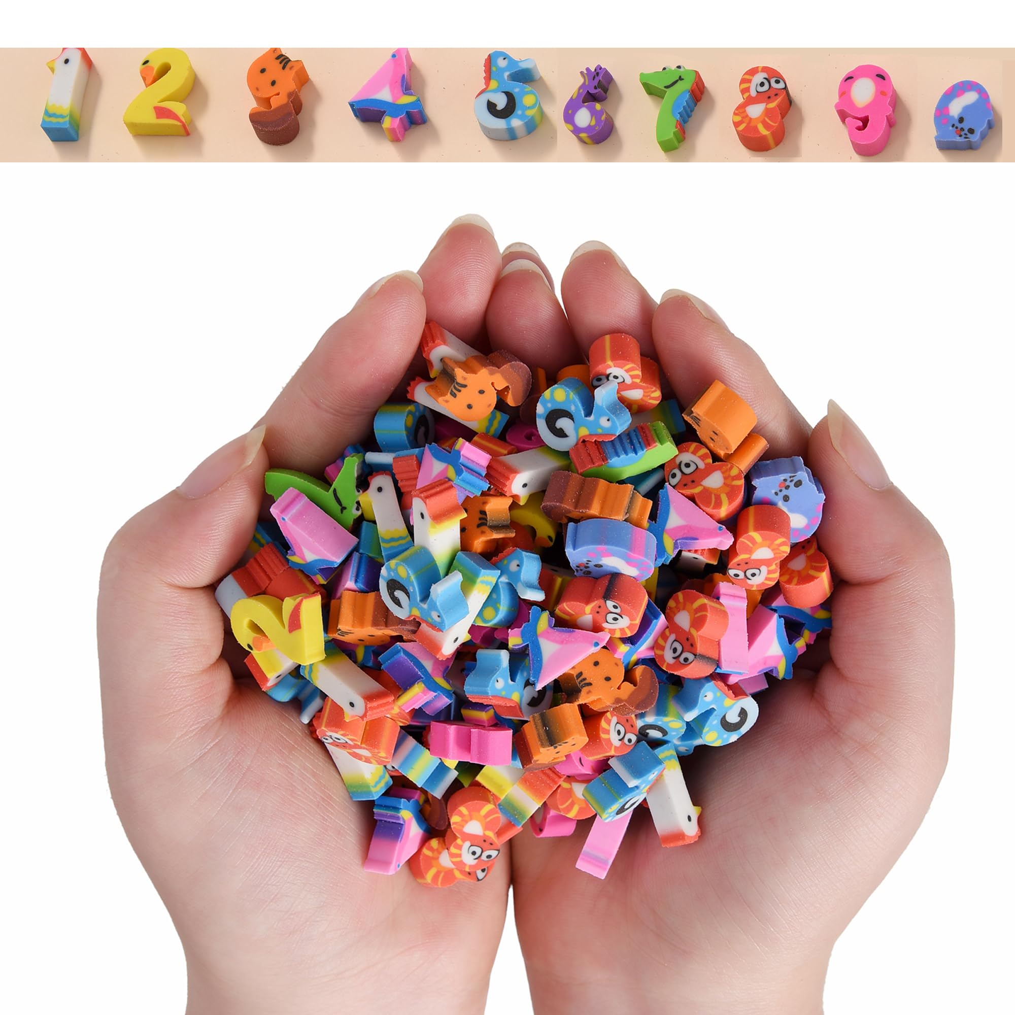 300PCS Mini Cute Pencil Erasers for Kids (Numbers, Small)