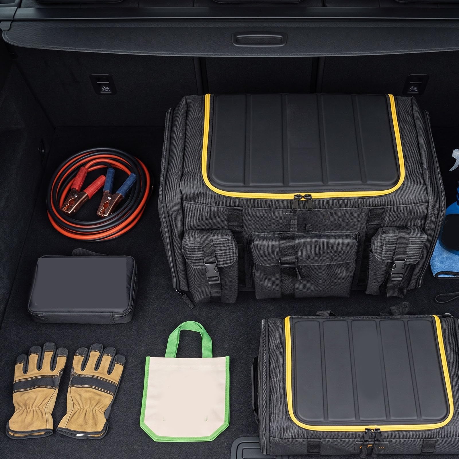 Fockety Organizer do Bagażnika Samochodowego z Wieloma Kieszeniami i pokrywą (50L)
