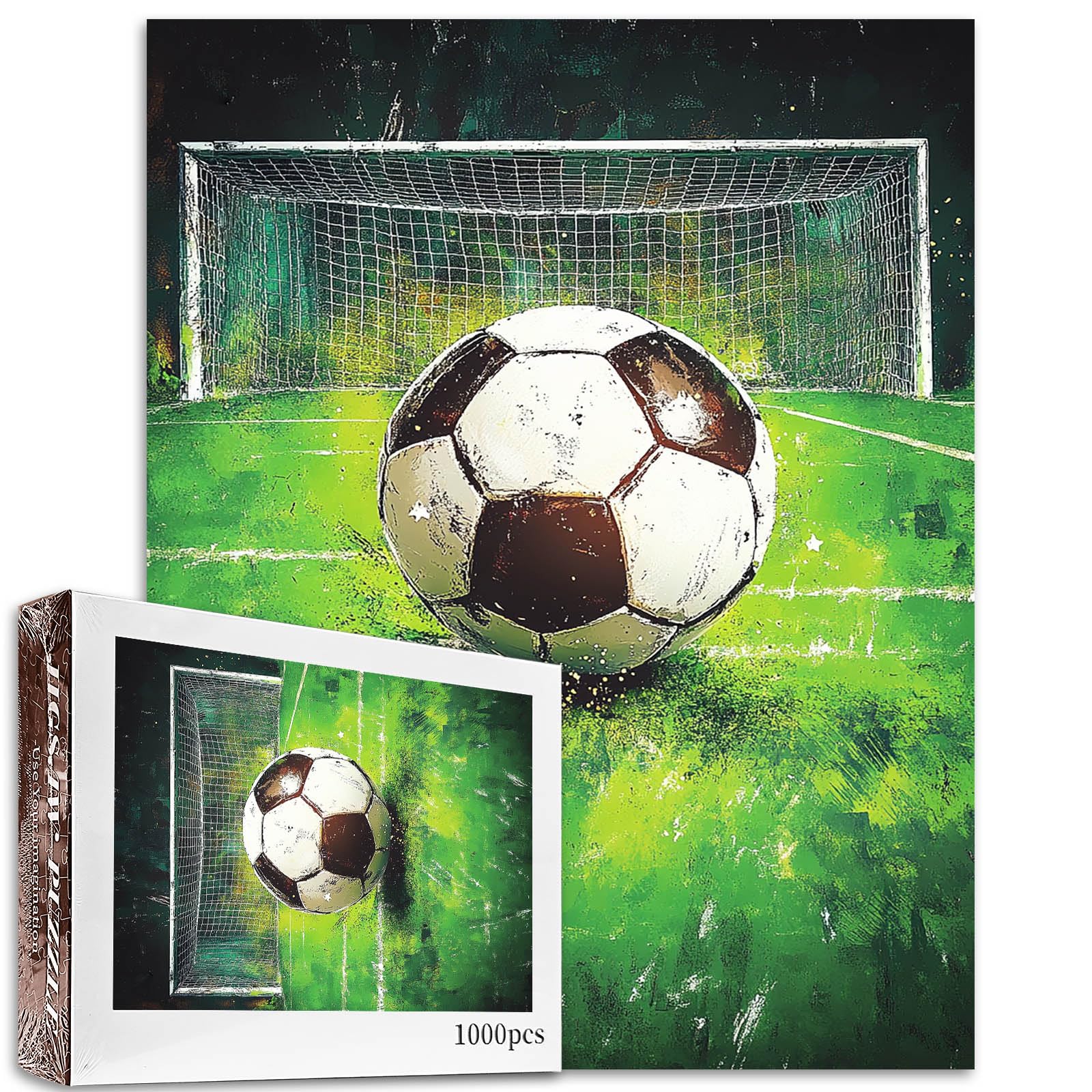 Tucocoo 1000 Piece Jigsaw Puzzles for Adults Soccer Theme Jigsaw Puzzle Soccer Ball Green Art 1000 Pieces Puzzles for Challenging Family Activity Educational Game DIY Crafts Puzzle Wall Decor Gifts