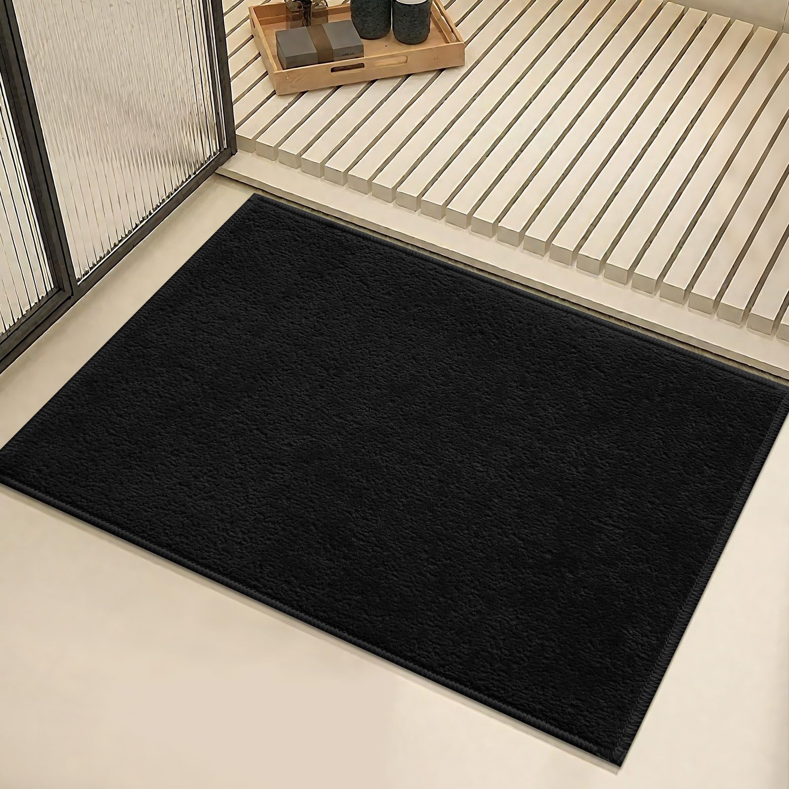 Bath Mat-Non-Slip Bathroom Floor Mats-Absorbent Quick Dry Low Pile Bathroom Rugs Fit Under Door-Bath Rug for Sink Bathtub