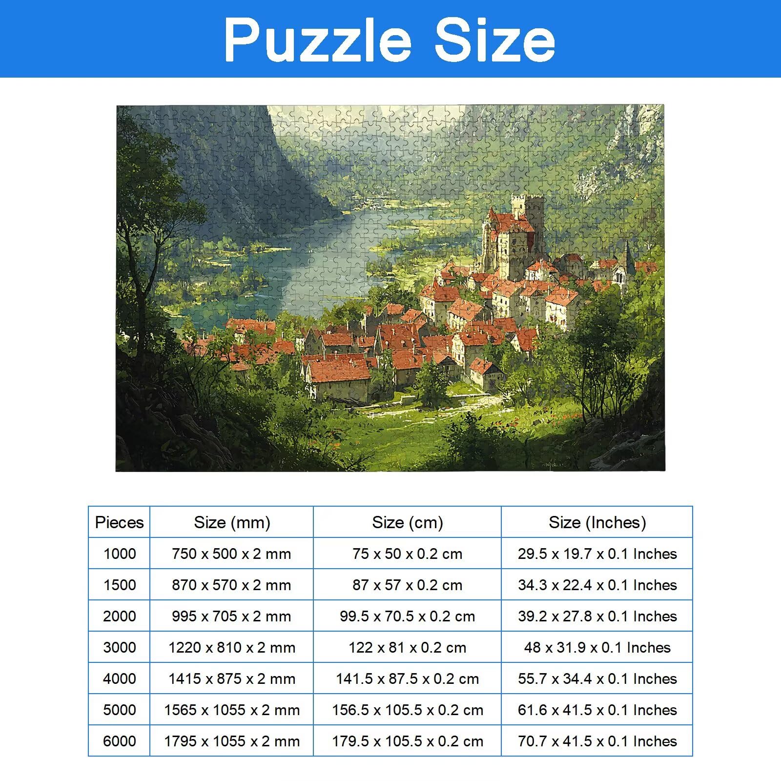 Puzzle 3000 elementów dla dorosłych, puzzle krajobrazowe dla dorosłych i dzieci, duże drewniane puzzle z pudełkiem, gra koncentracyjna dla dorosłych, 3000 elementów puzzli miasto do dekoracji ścian