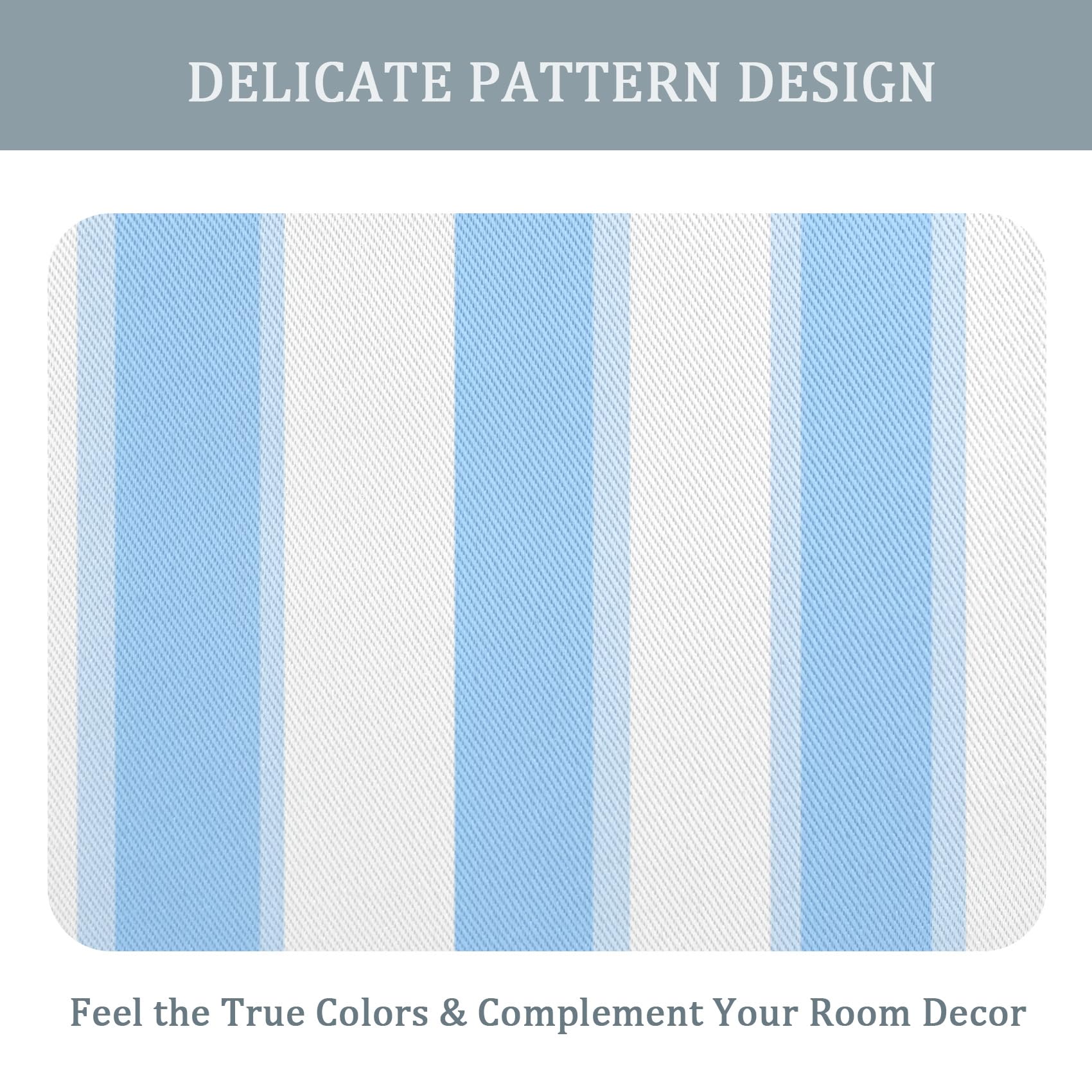 Générique Rideau Occultant Rayures Bleu et Blanc, 75 x 166 (LxH) 2 Pieces, Opaque 95%, Motif Géométrique, Rideaux Fenetre Thermiques à Oeillets, Decoration Maison Salon Chambre AT38