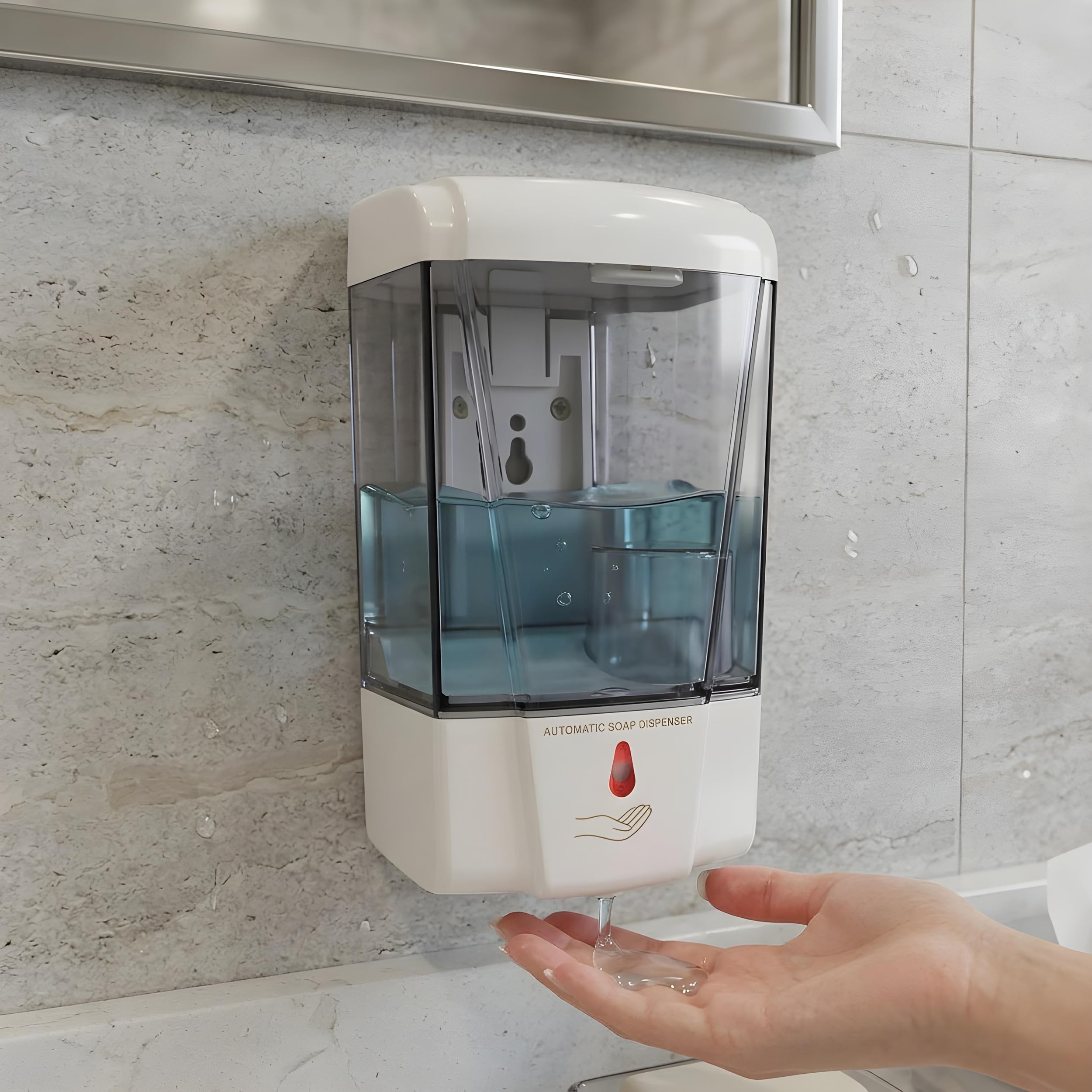 Dispensador de jabón automático de 700 ml, con sensor de movimiento, impermeable, a pilas, sin contacto, ideal para cocina y baño, fácil instalación, diseño moderno