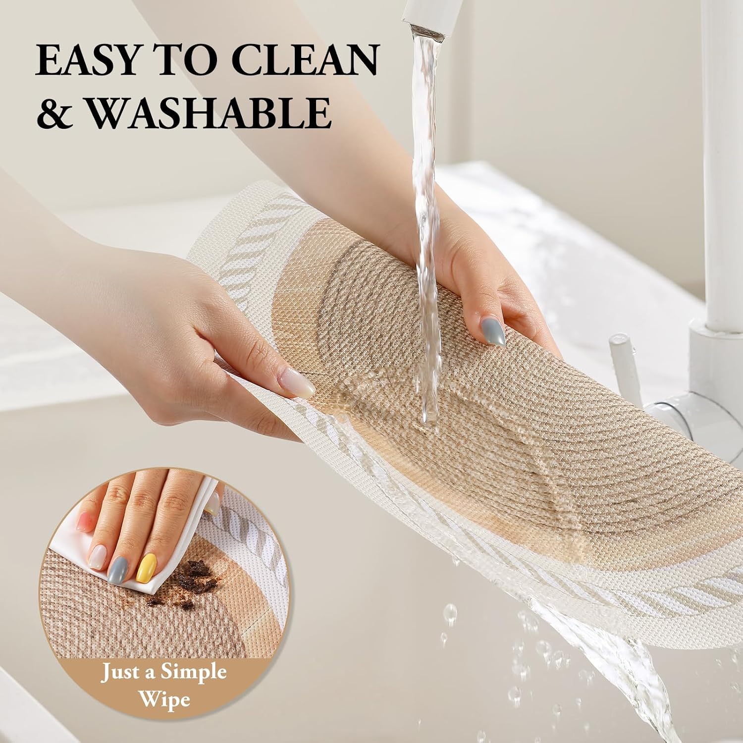 Lace PVC Vinyl 15 Inch Round Placemats, Twisted Rope, Set of 6 | Non-slip,waterproof,heat and scratch resistant,wipeable,fits rectangular oval tables,kitchen,dinning,indoor,outdoor patio use