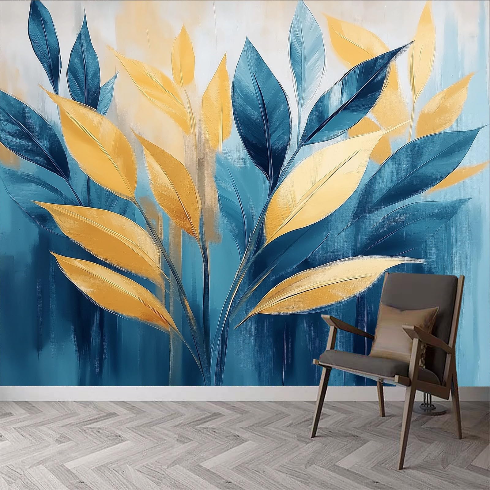 Tapeta ścienna, abstrakcyjny obraz, liście roślin, tapeta ścienna, liście roślin, tapeta ścienna, 400 x 280 cm (szer. x wys.), dekoracja ścienna, tapeta ścienna, dekoracja ścienna, tapeta ścienna