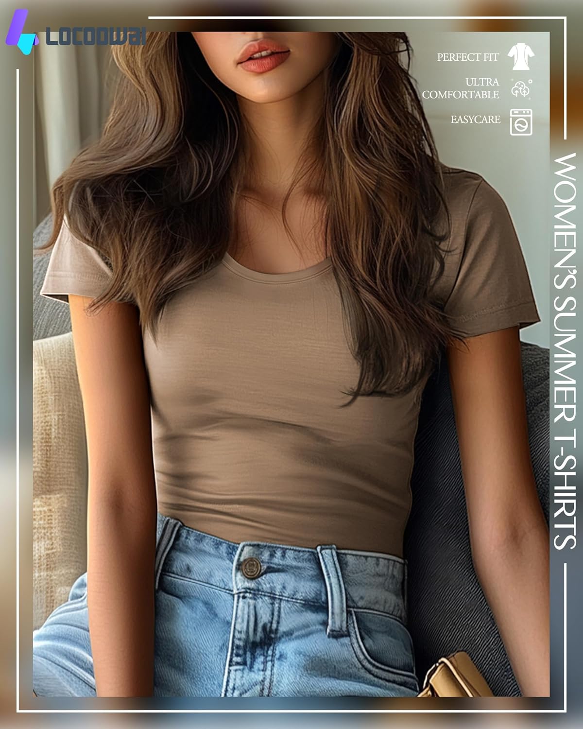 5 Pack Women's Scoop Neck Short Sleeve Shirts Fitted Tops Bulk Casual Basic Stretchy Tight Summer Multipack Tees - Image 2