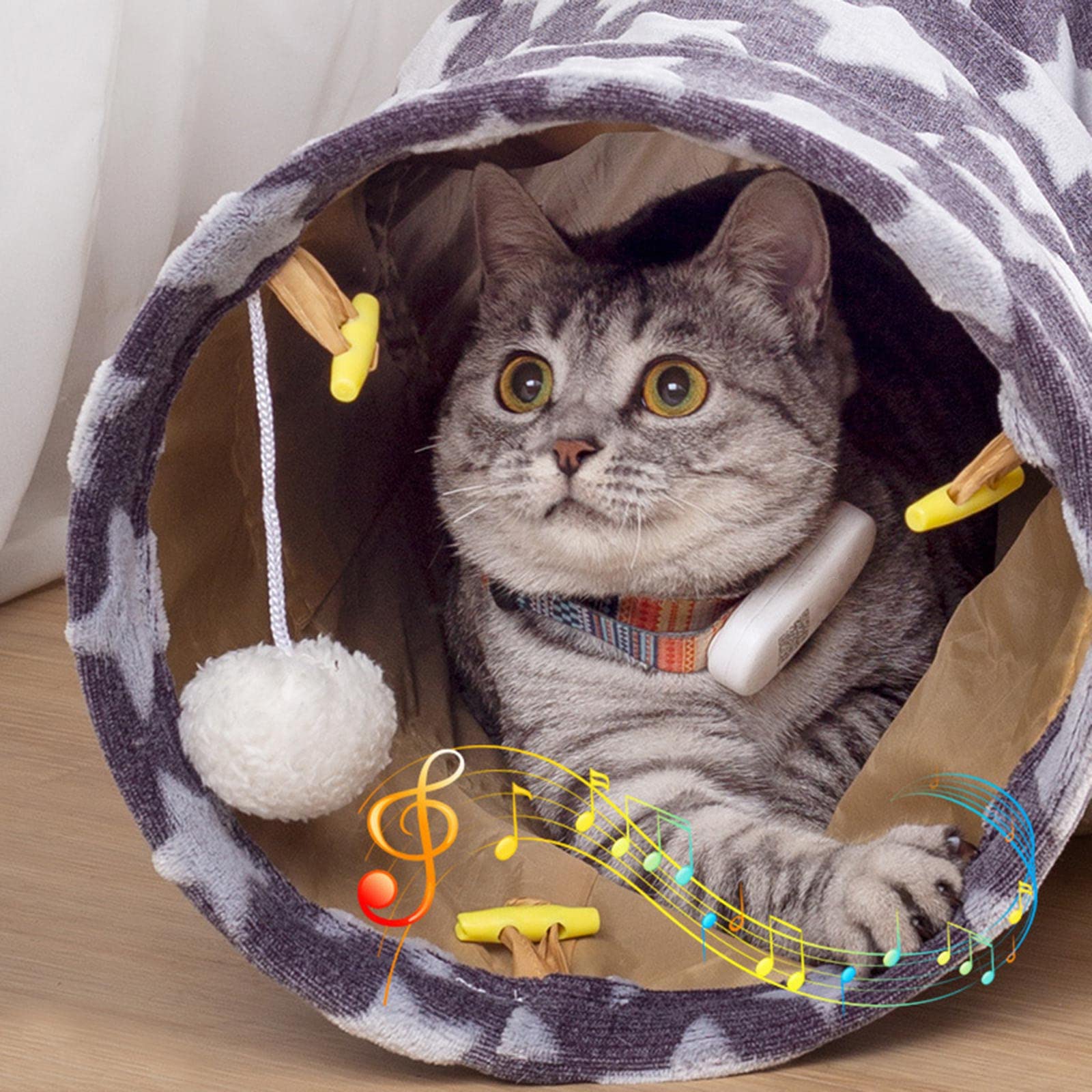 Tunnel per Gatti Casa a Scomparsa per Animali Domestici Nascondiglio Caldo Tubo Tenda da Gioco Letto per Gattini Palle Giocattolo interattive Case per Letti per Gatti all ' Aperto