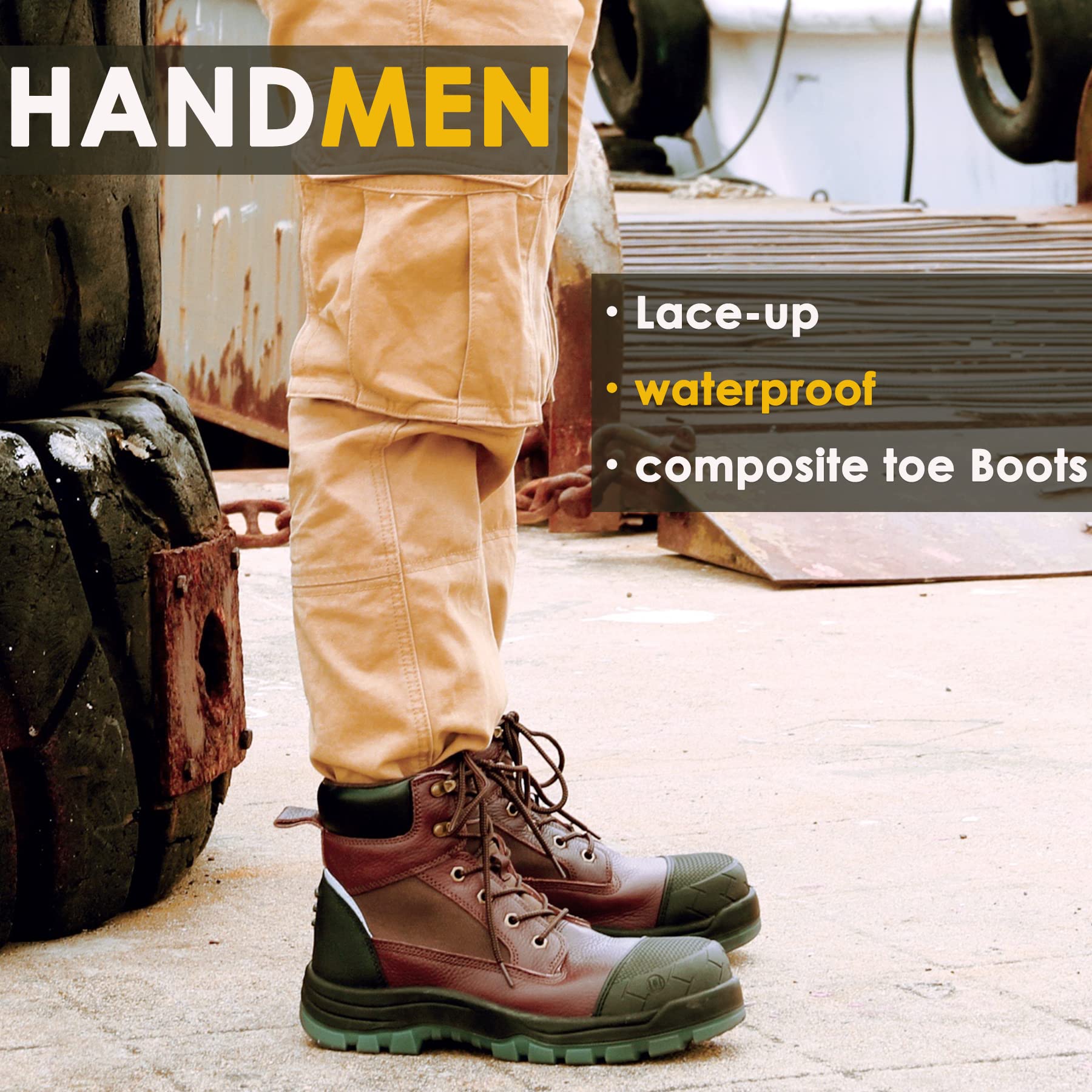 HANDMEN Work Boots for Men, 6