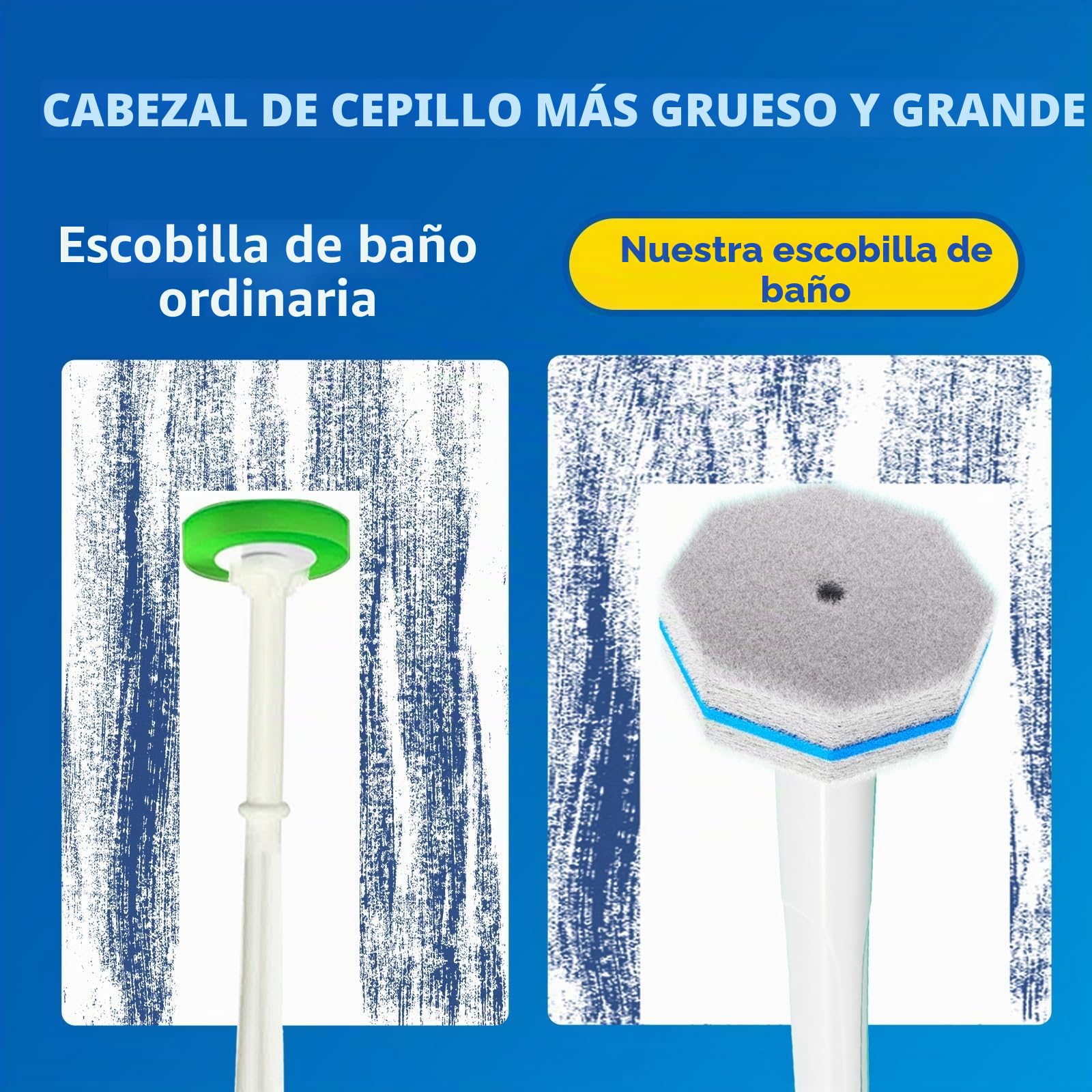 Sistema de Limpieza de Cepillo de Inodoro desechable, Cepillo de Limpieza de Inodoro, 50 Cabezales de Cepillo de Repuesto, Palo de Limpieza de Inodoro, Kit de Varita de toliet montado en la Pared,