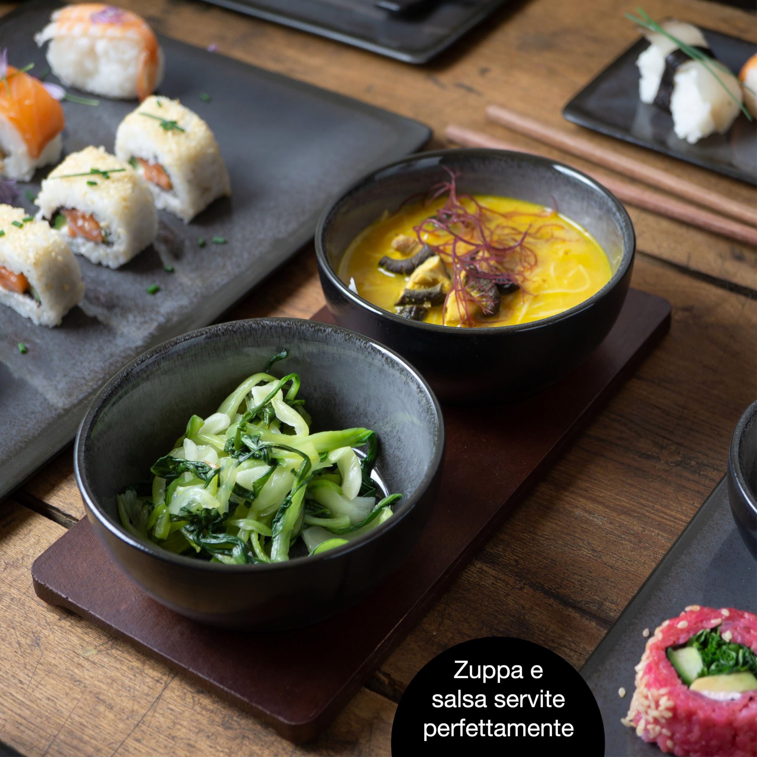 Moritz & Moritz Set Sushi Giapponese - Set Sushi per 4 Persone - 29 Pezzi Set per Servire il Sushi con 3 Piatti per Sushi - 4x Piatti Sushi Giapponesi, Ciotola per Miso, Ciotoline e Bacchette