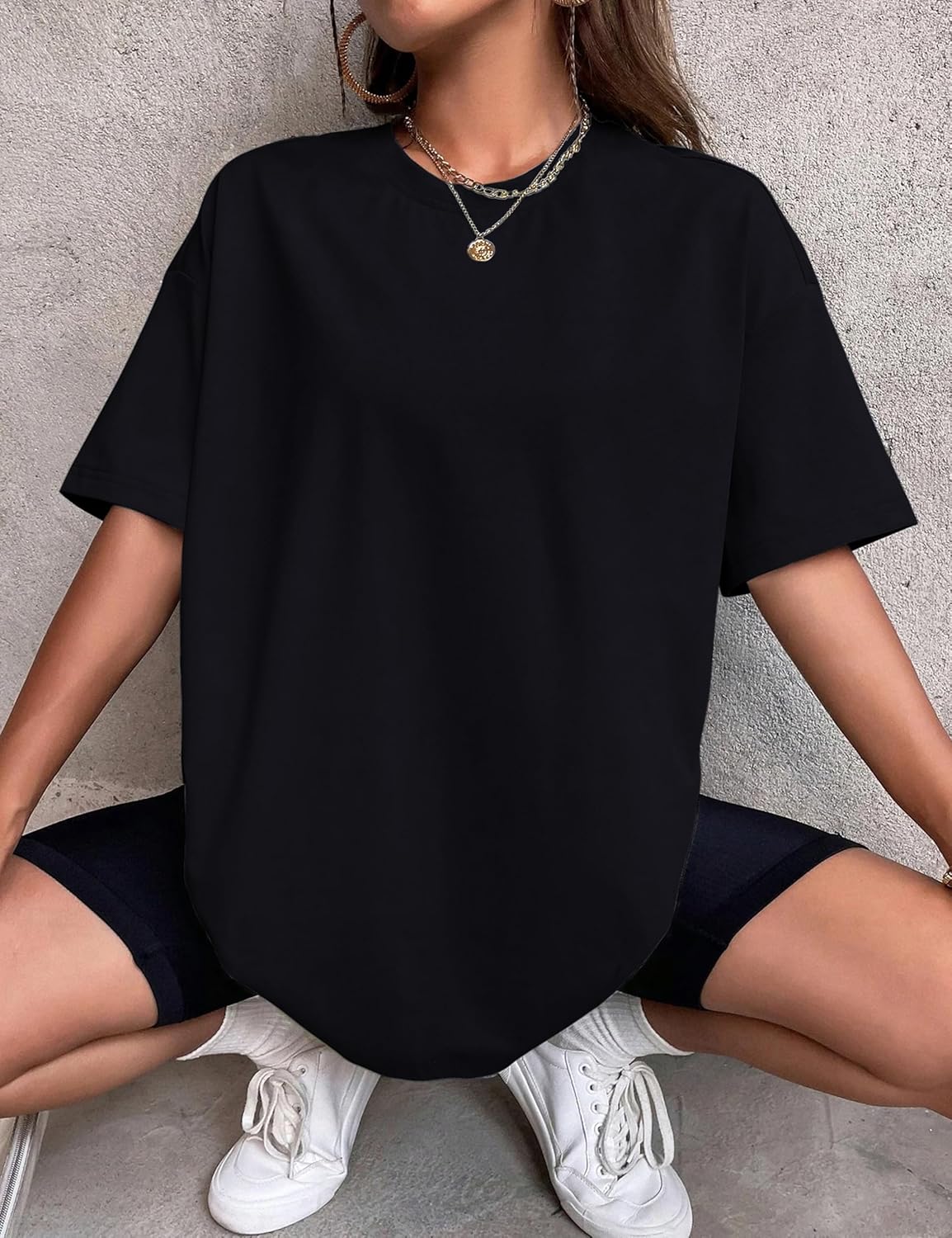 Women's Oversized T-Shirts Short Sleeve Crewneck Summer Tops Casual Loose Fit Workout Basic Tee Shirts - Image 5