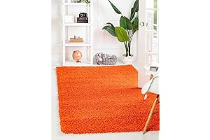 Rugs.com - Über Cozy 8x10 Tiger Orange Shag Rug, Perfect for Vast Living Spaces