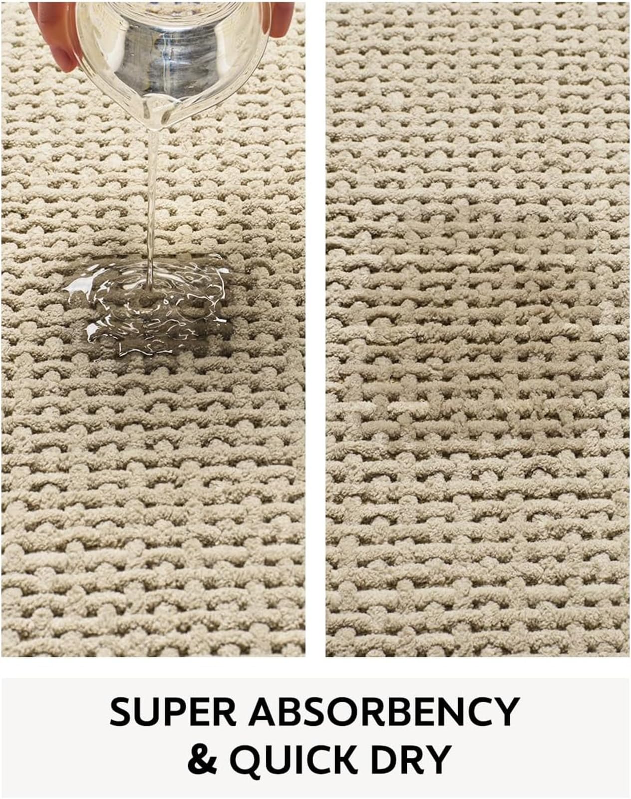 Tapis de bain chenille doux et antidérapant en microfibre à séchage rapide, 60 x 160 cm, idéal pour baignoire et douche, design antidérapant sûr, tapis de salle de bain absorbant.