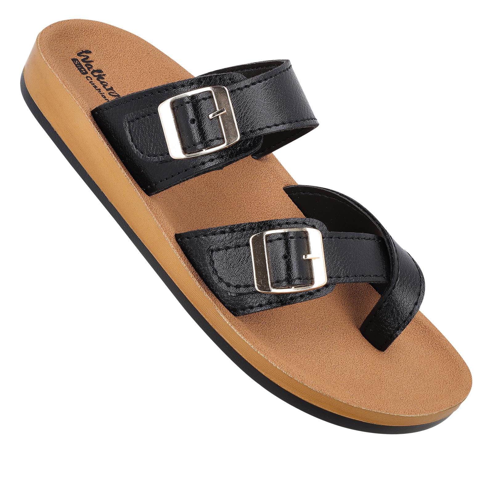 WALKAROO Sandal For Womens|Trendy|Light Weight and Comfortable|Soft Footbed|WL7551 - BLACK (B0D7CNTWTL) Amazon Price History, Amazon Price Tracker