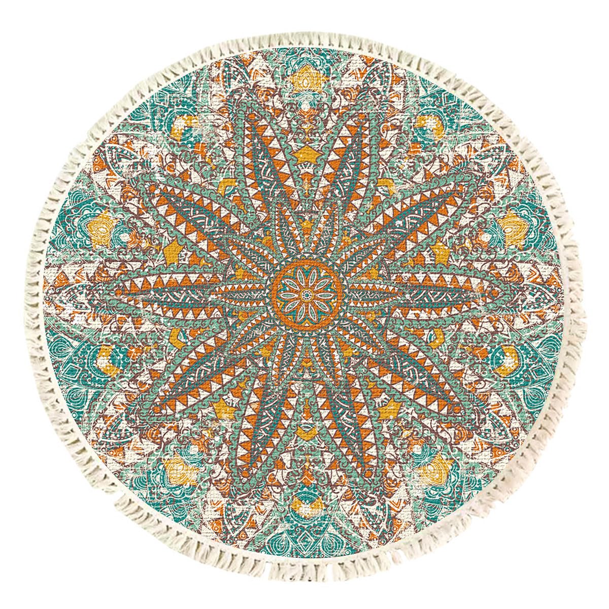 Small Rugs Round Area Rugs for Living Room 60 cm Soft Boho Starfish Pattern Carpet Rug Non Slip Machine Washine Bedside Floor Rug for Bedroom Entryway Laundry Bathroom Kitchen 60x60, 307060