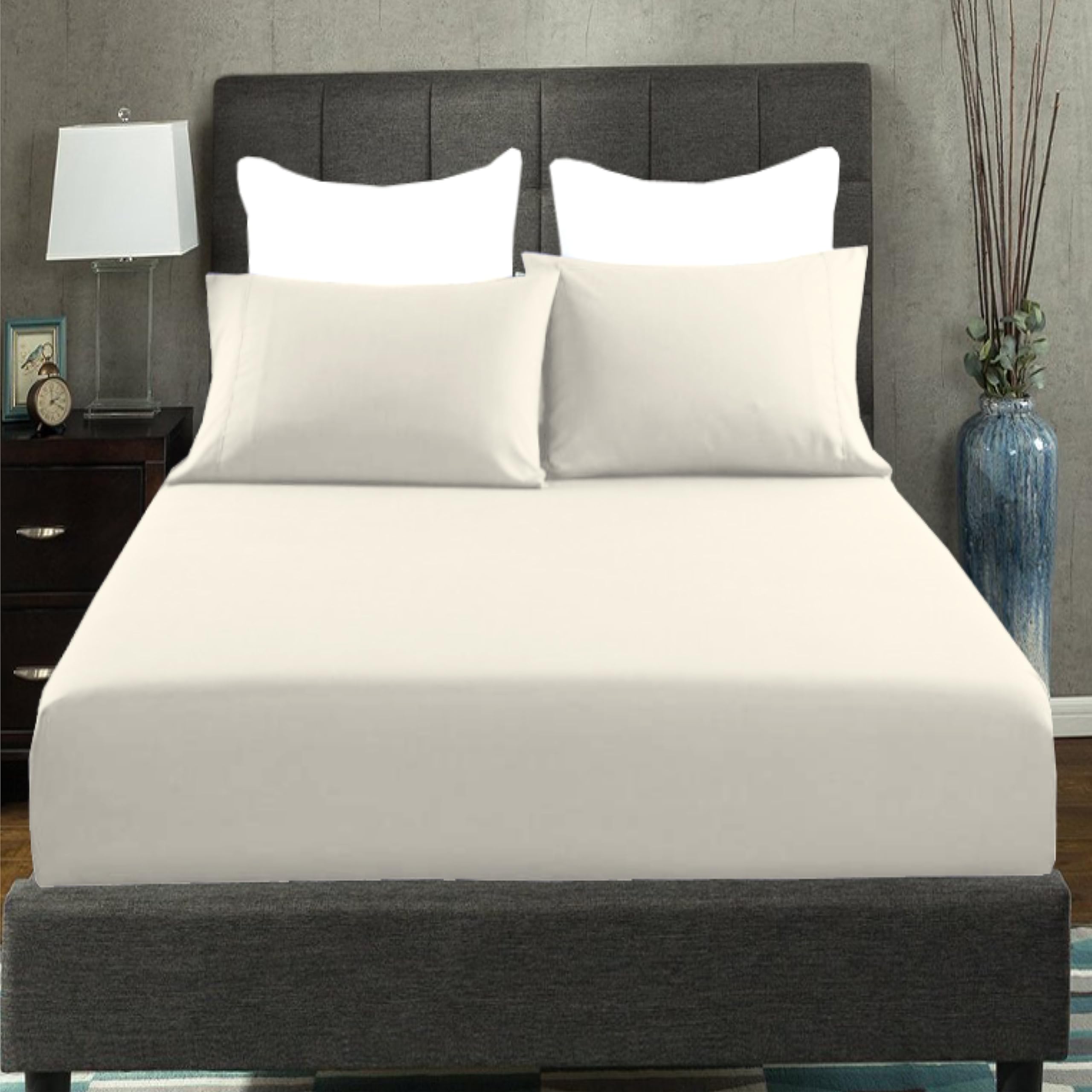 British Home Bedding Percale Extra Deep 16inch/40CM Fitted Sheet - Easycare Non iron and Anti Wrinkle Easy Iron Deep Fitted Sheet (Cream, 4ft)
