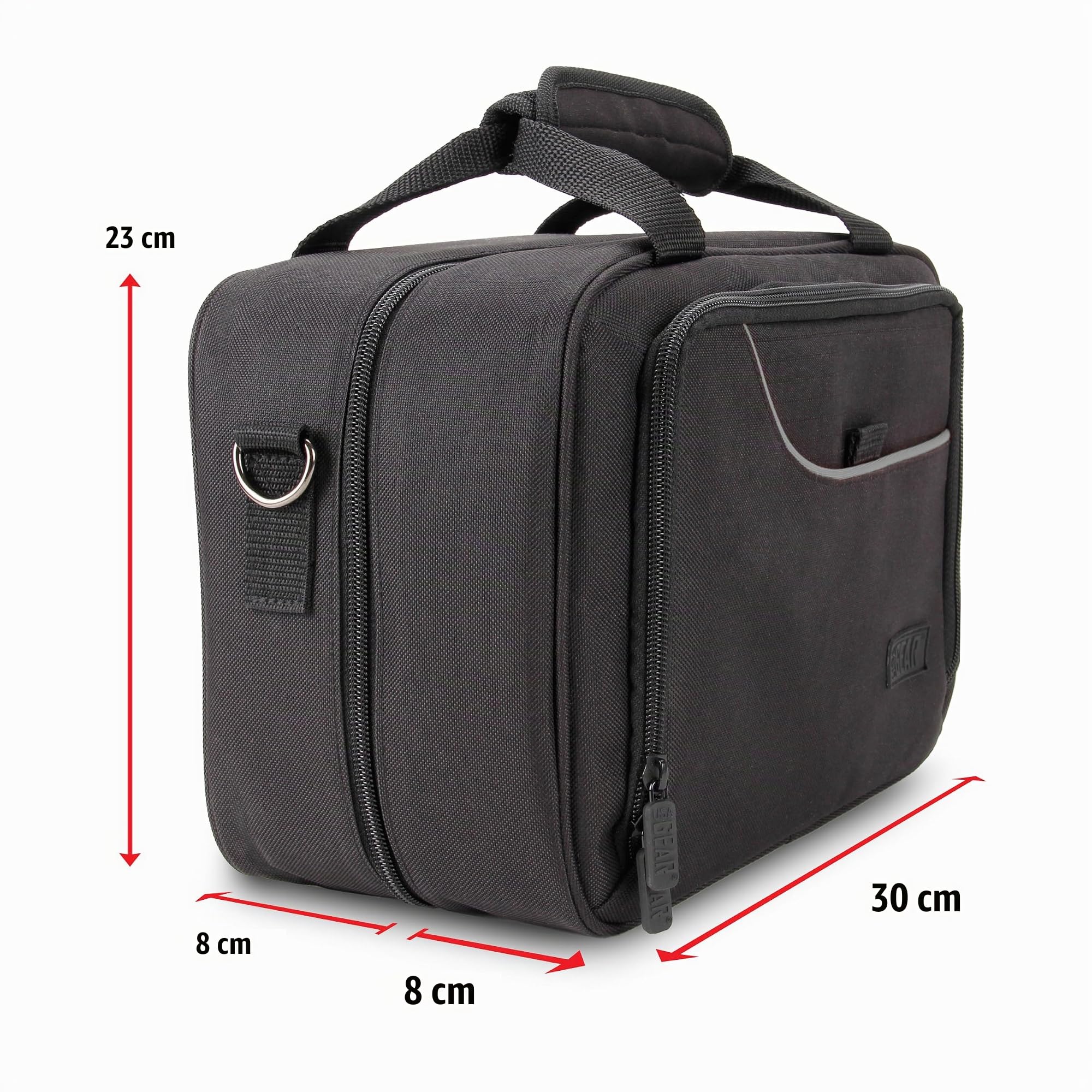 USA GEAR DJ-Mixer-Koffer – Kompakte Tasche mit Maßgeschneidertem Stauraum für Kabel und Mikrofone, Kompatibel mit TC Helicon GoXLR, Moukey MK0149, Aveek F5A und mehr. Kratz- und Wasserfest (Schwarz)