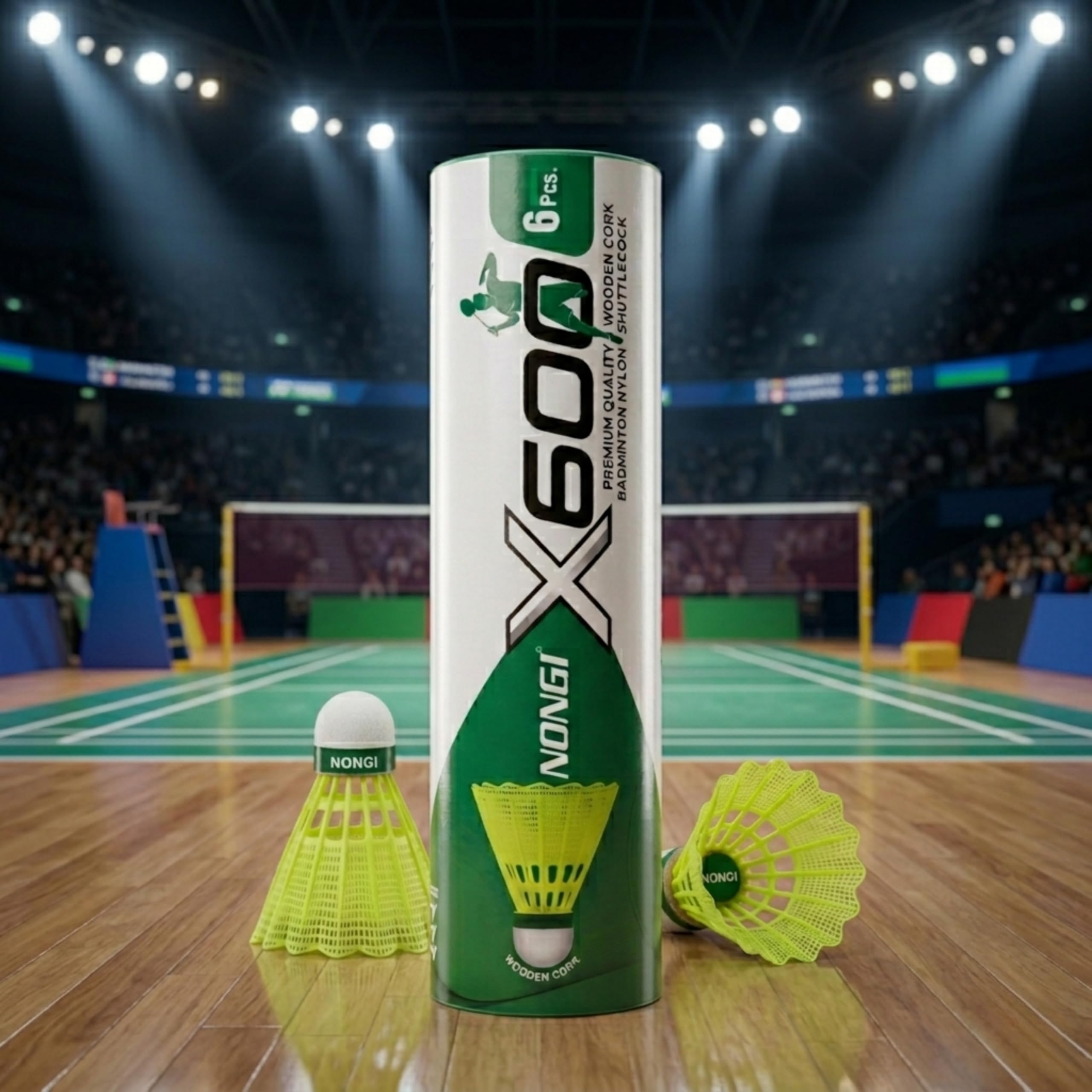 X600 Nylon Shuttlecock with Wooden Cork Base, Pack of 6 | Medium Speed, Durable Nylon Skirt, Indoor & Outdoor Use, Balanced Flight, Storage Tube Included-image-20