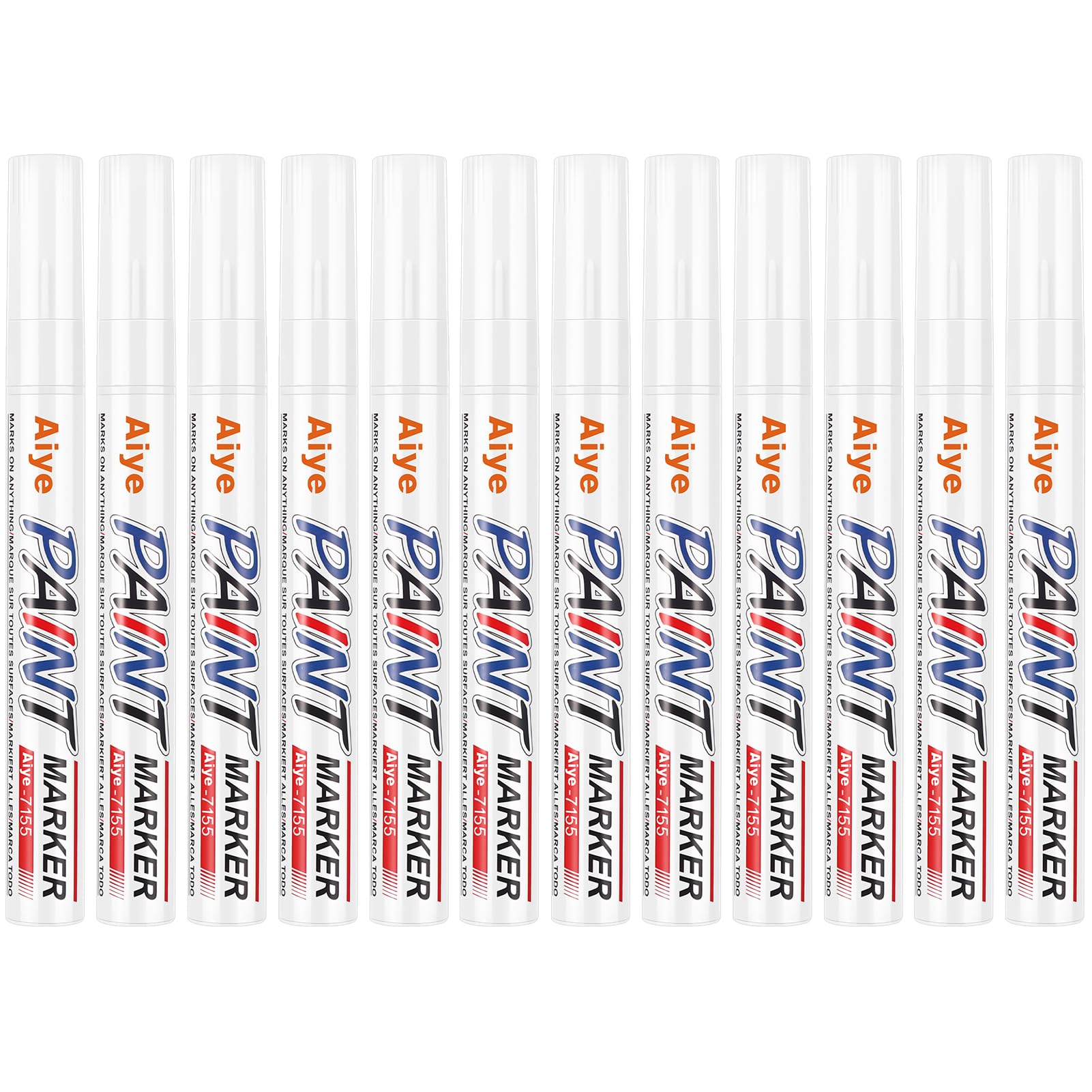 Candcamp 12 Pack White Paint Marker, Waterproof White Permanent Marker Pen with 2 mm Round Tip, Smooth Paint Marker Set for Rocks, Wood, Metal, Plastic, Glass, Mugs, DIY Craft, Touch Up
