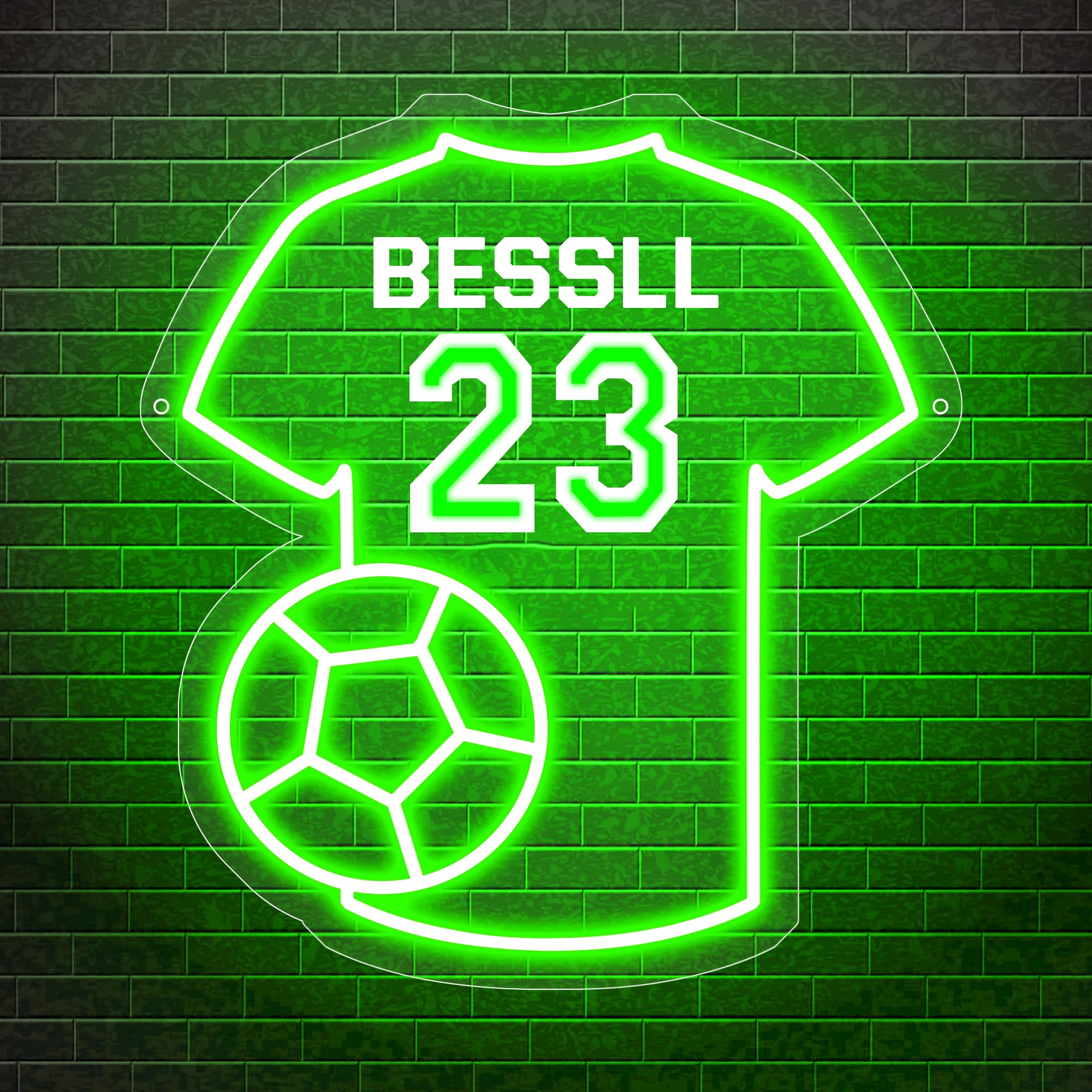 Enseignes Lumineuses Néon Personnalisée Maillot de Football avec Nom et Numéro Lumineux Lampe LED Personnalisable Décor Mural Chambre Salon Veilleuse Cadeau Anniversaire pour Garçons Filles Hommes