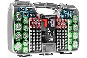 THE BATTERY ORGANISER, Stores & Protects Up to 180 Batteries, Hinge Clear...