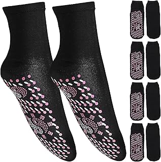 CLISPEED 5 Pairs of Winter Thermal Socks Self Heating Socks Warm Foot Socks Magnetic Socks Anti-Freezing Breathable Foot Warmer Socks Tourmaline Slimming Health Sock Outdoor Skiing Hiking Fishing