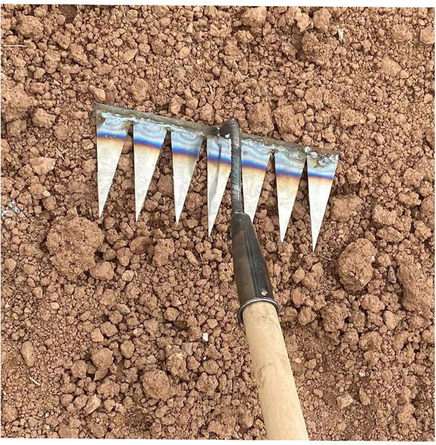 All-steel Garden Rake(4 and 6 Tines)Gardening Tools Heavy Duty Rake Garden Hand Rake Tool Metal Heavy Duty Weeding All Steel Hardened Hoe Garden Hand Rake Tools for Backyard Lawn Loosening Planting We