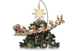 Thomas Kinkade Holidays in Motion Animated Flying Santa Tree Topper