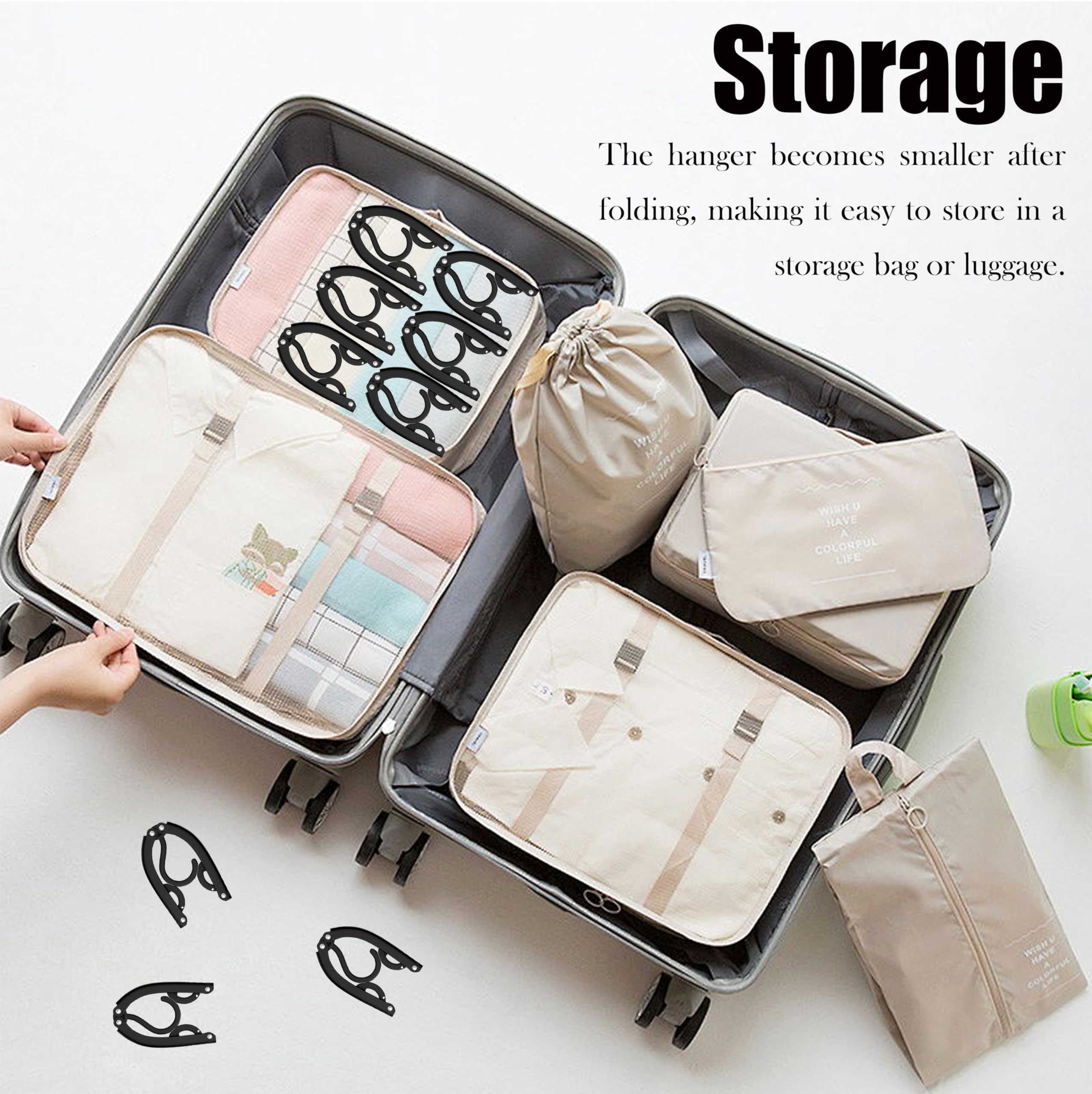 Grucce pieghevoli da viaggio, portatili, in plastica, accessori da viaggio, stendibiancheria, appendiabiti pieghevoli, per viaggi, campeggio, camper, crociere, dormitorio, scuola, hotel