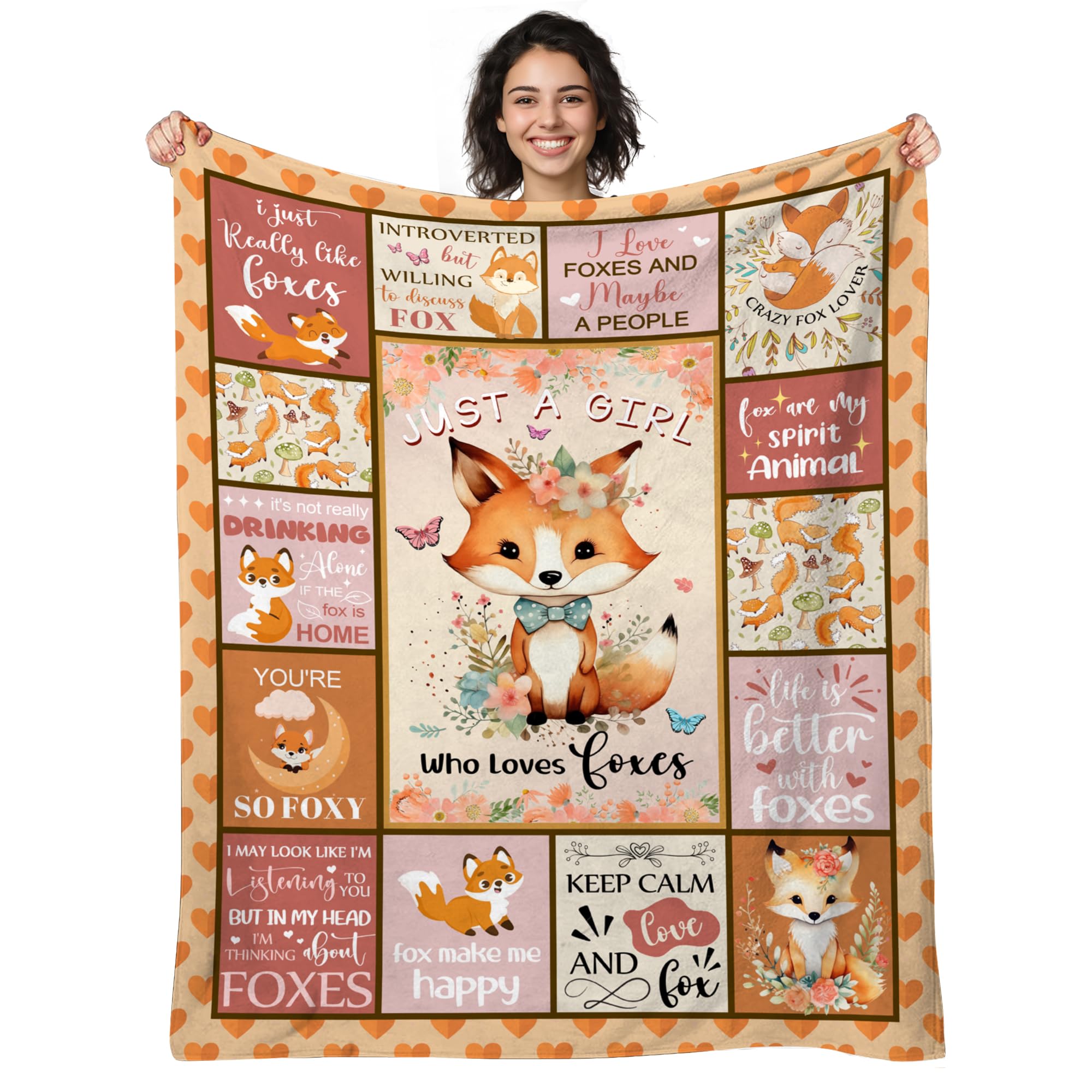 ATOurDealss Cute Fox Print Blanket Perfect Fox Gift for Fox Lovers, Women, and Girls Fox Lover's Blanket Ideal Fox Lover Gift Cozy Fox Themed Flannel Throw Fox Blanket for All Ages 50"x60"