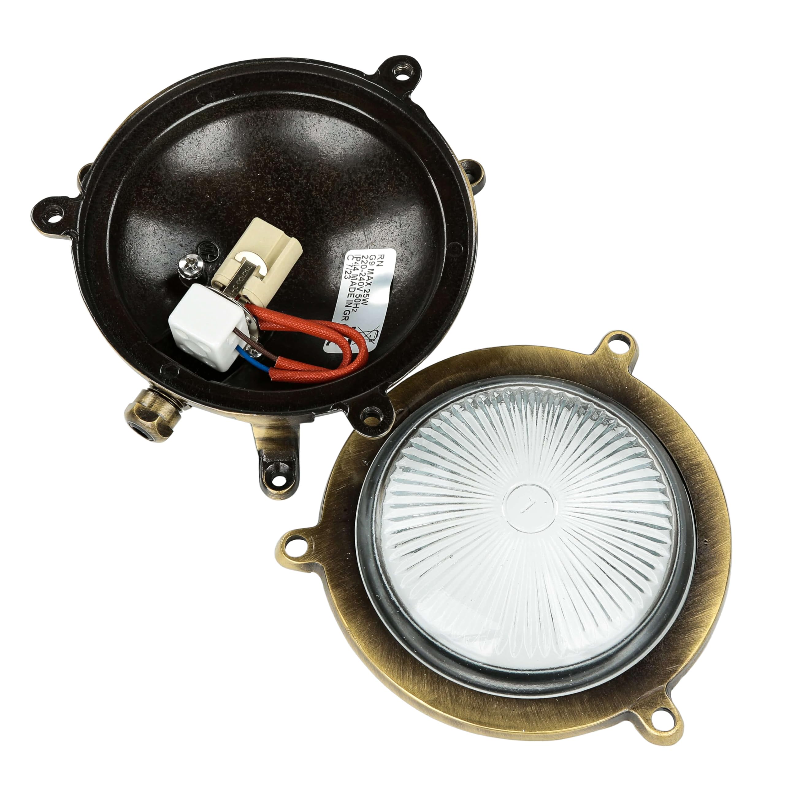 Applique murale pour l'extérieur ronde en laiton antique hublot maritime IP44 premium D : 14 cm lampe de bateau lampe de bateau applique murale cour jardin éclairage extérieur