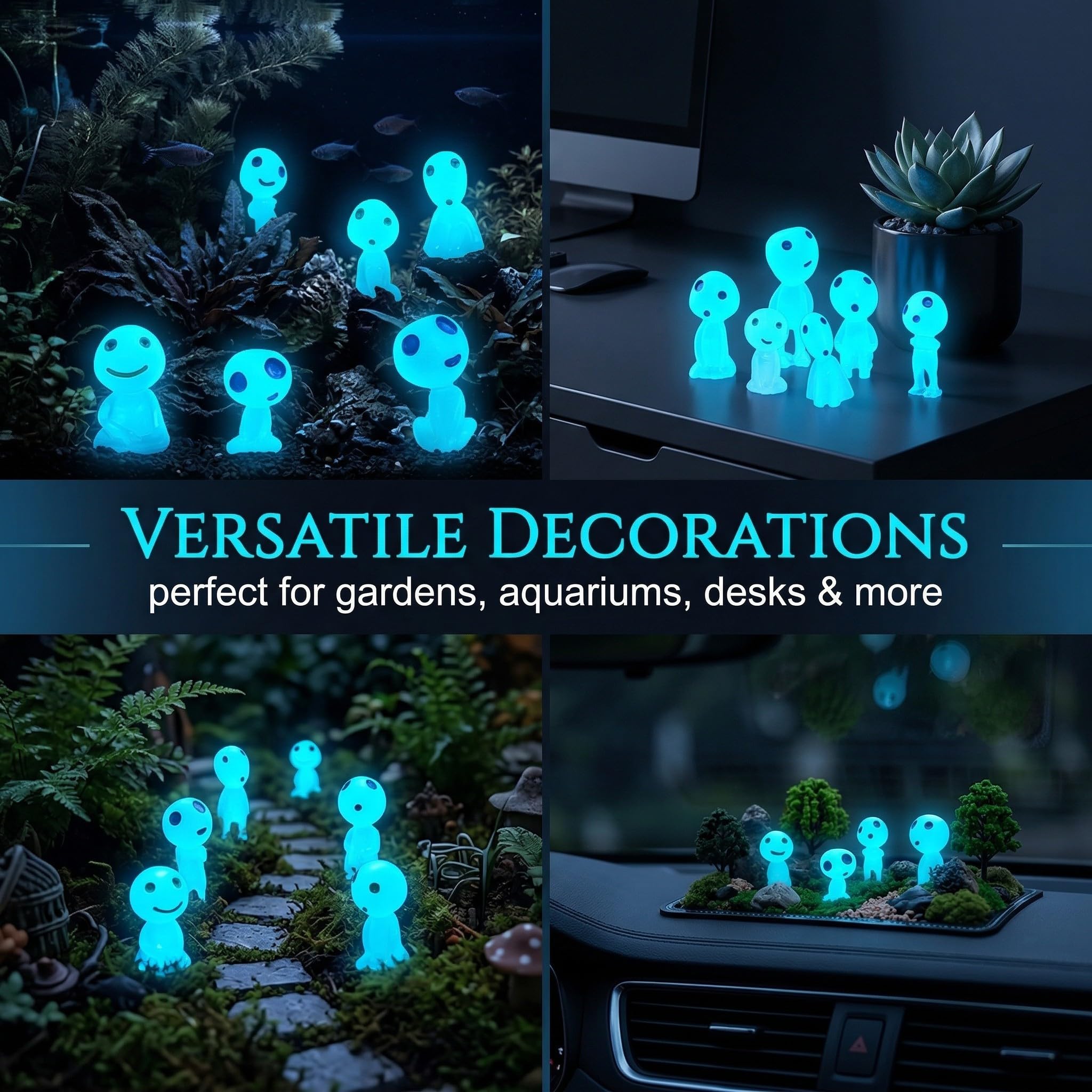 10 Pcs Halloween Mini Elfi Degli Alberi Fosforescenti, Elfi Degli Alberi Luminosi, Decorazioni da Giardino con Personaggi Princess Mononoke,Elfi Mononoke Resina per Prati,Accessori da Giardino
