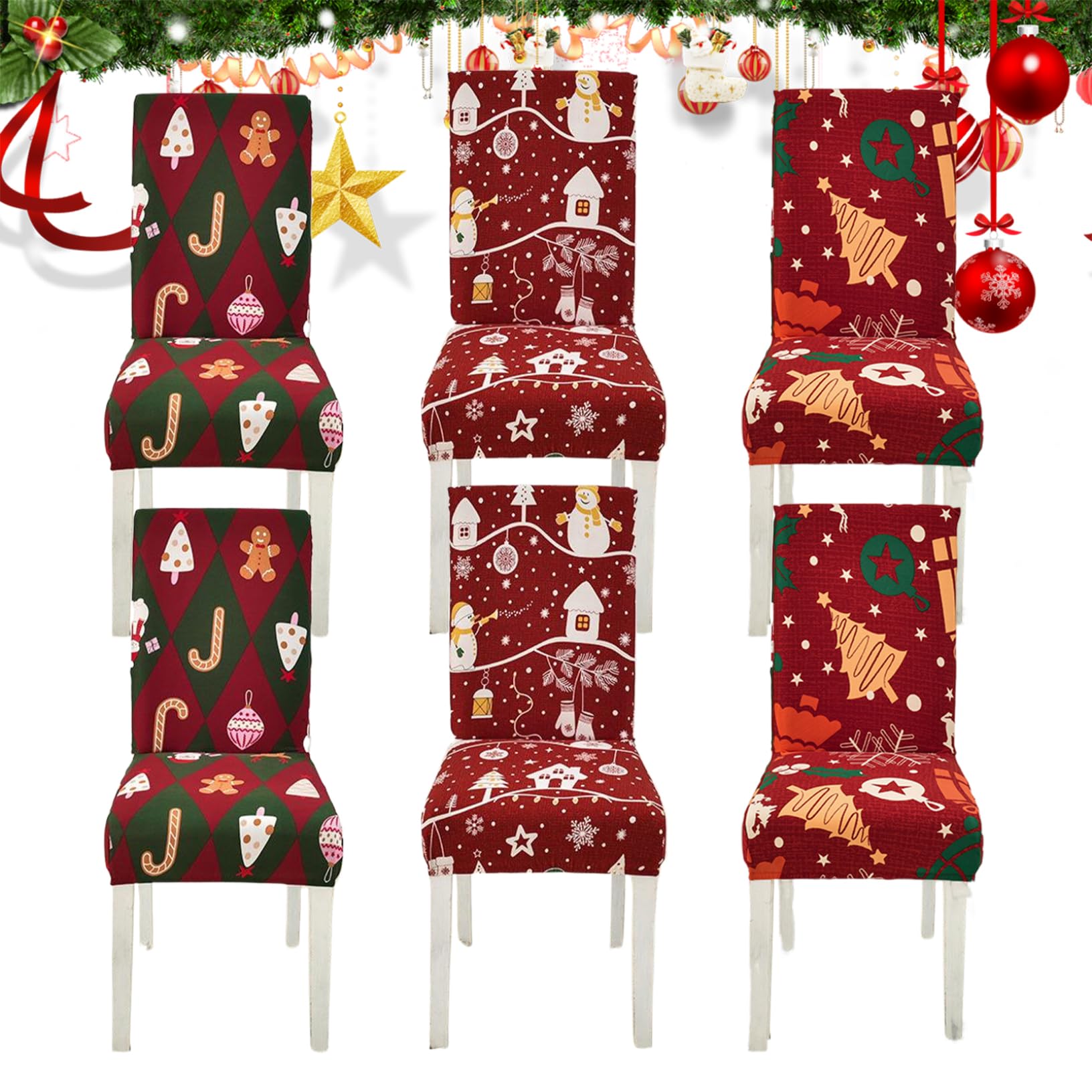 Housse de chaise Noël extensible tout autour pour embellir vos repas de fête en famille