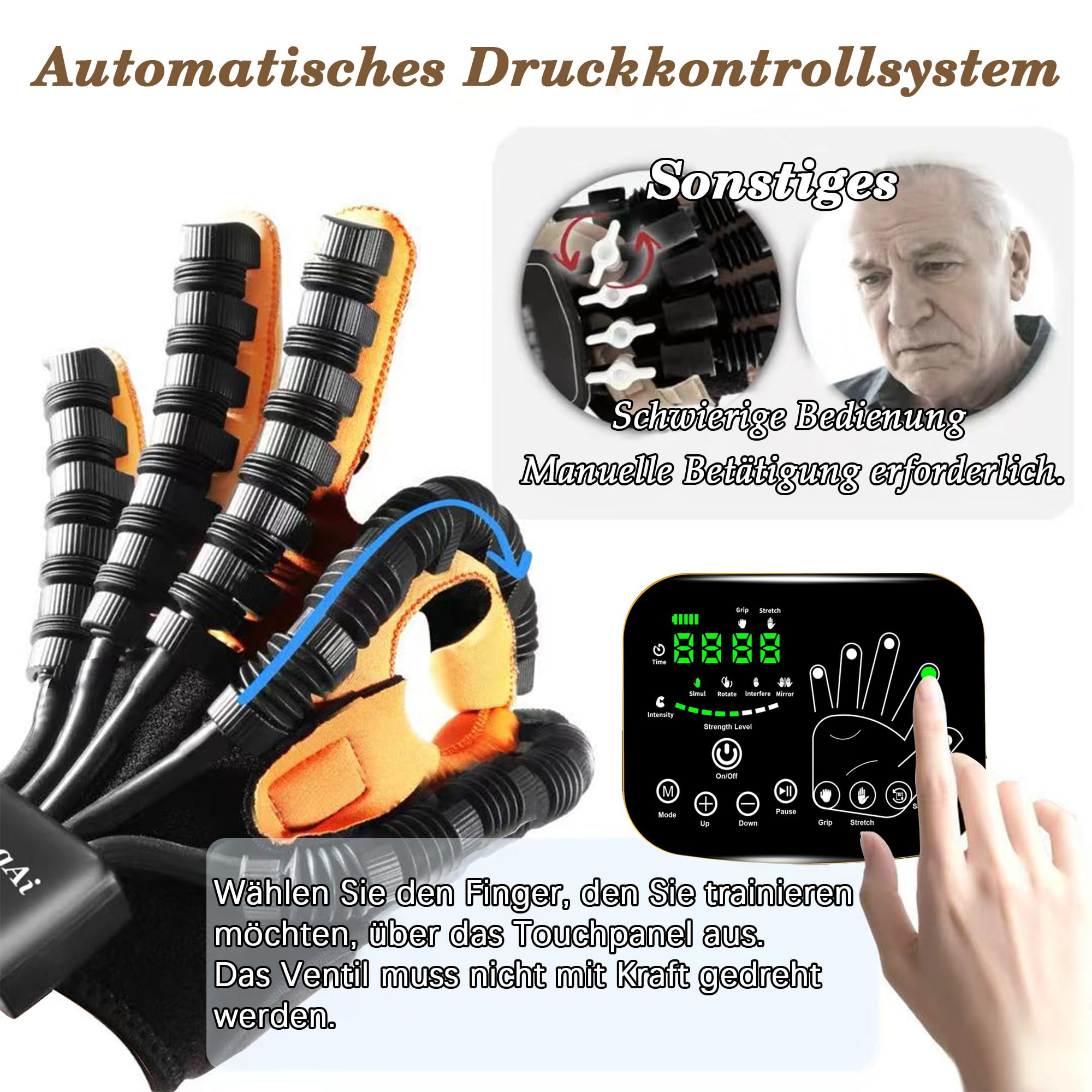 6th-Gen Rehabilitación Robot Guantes para Recuperación de Accidentes Cerebrovasculares Dedos Mano Ejerciser Equipo Mano Función Guantes de Rehabilitación Guantes de Rehabilitación Mirror Entrenamiento