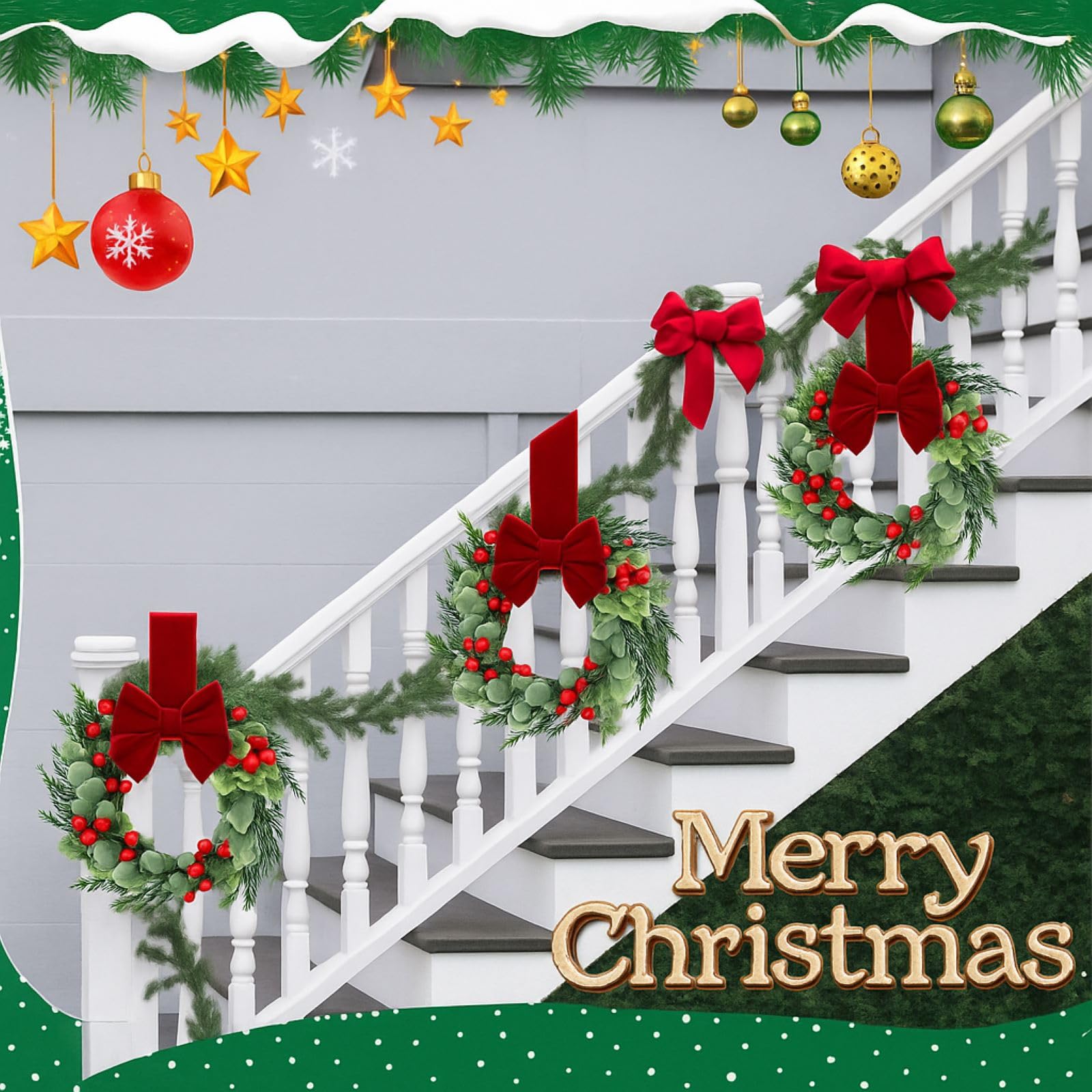 Lot de 8 anneaux de bougie de Noël artificiels baies rouges avec aiguilles de pin enneigées pour piliers rustiques pour décoration de table de mariage pour porte d'entrée
