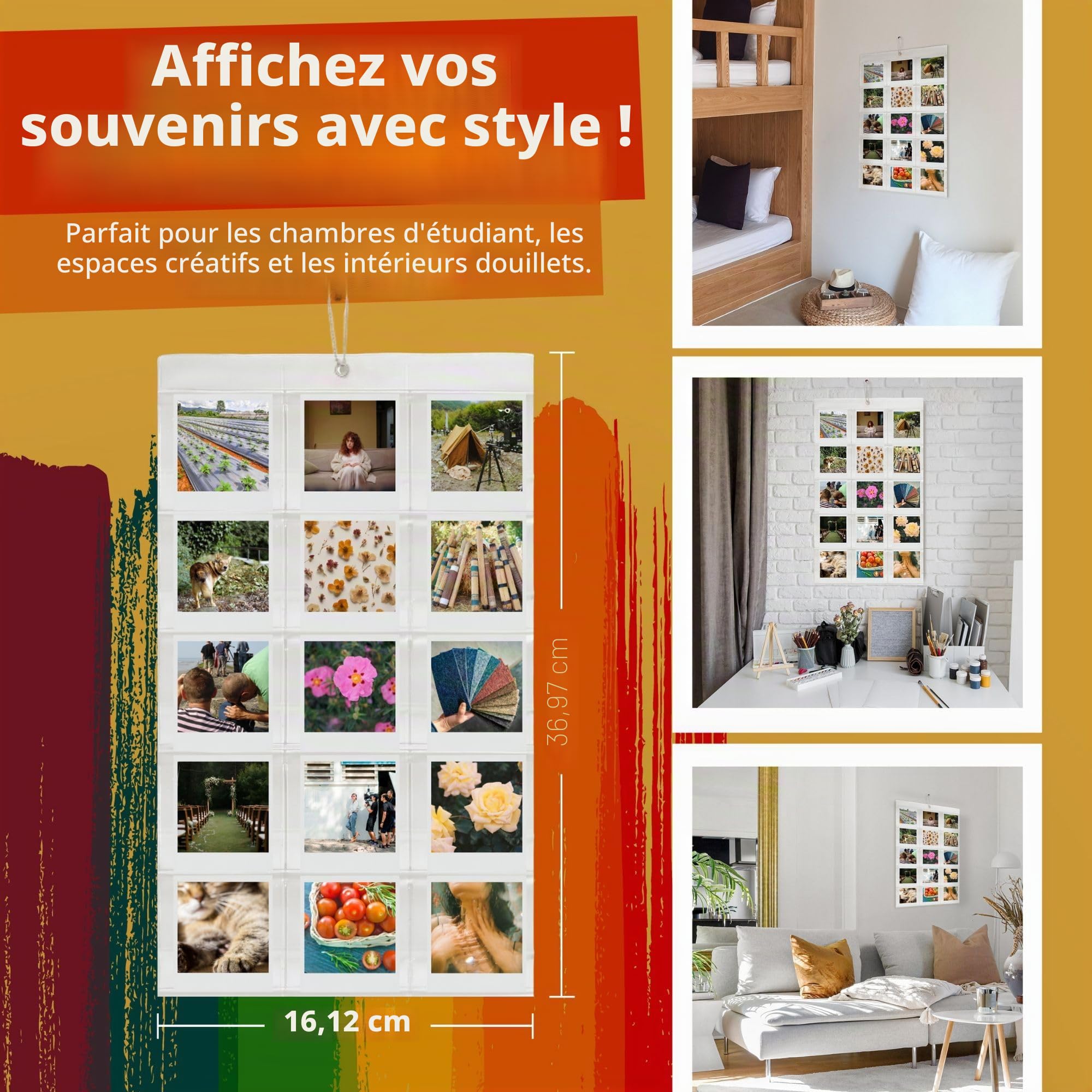Lot de 64 films photo photo instantanés avec film Polaroid Go et album photo mural Clikoze