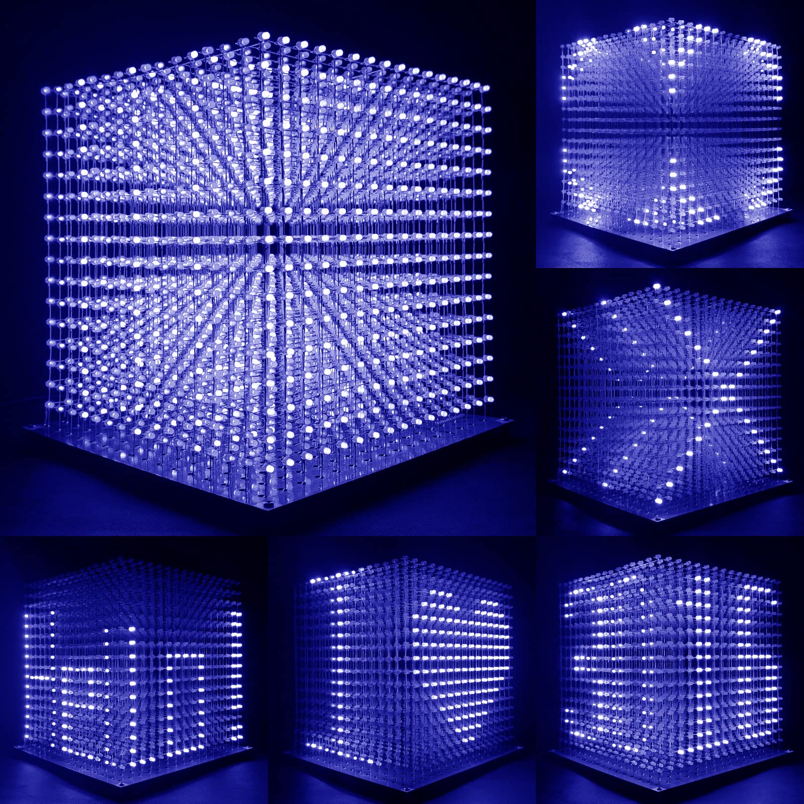 Mini 3D Led Cube DIY Kit Electrónica Kit de Proyecto de Soldadura (3D16MINI-ALLBLUE-KIT)