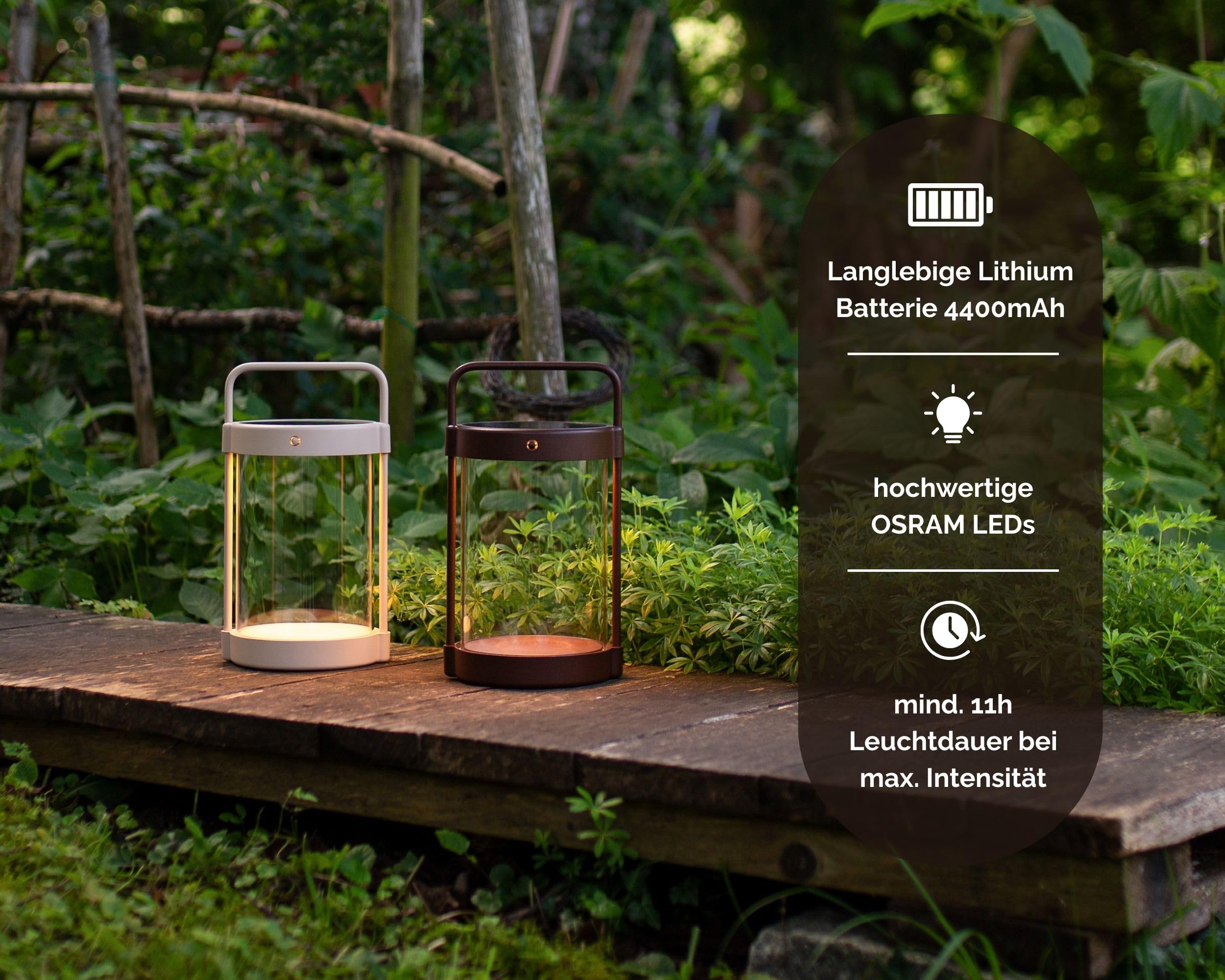 LUUK Studio NEU: LED Tischlampe, solar- und akkubetrieben mit USB-C Anschluss, stufenlos dimmbar, modern & minimalistisch, Stimmungslicht, geeignet für drinnen und draußen, beige