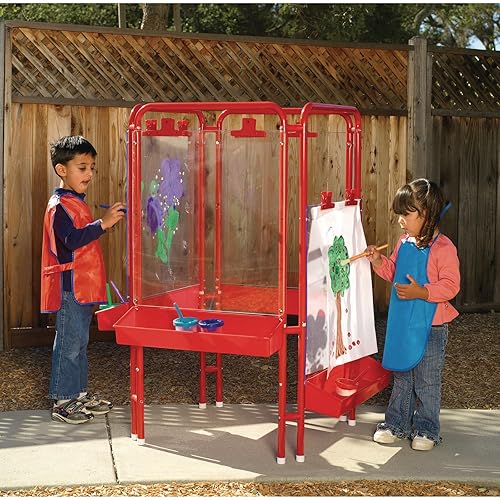 Colorations 4WAPE Caballete ajustable para interior y exterior con paneles acrílicos de pintura para cuatro niños