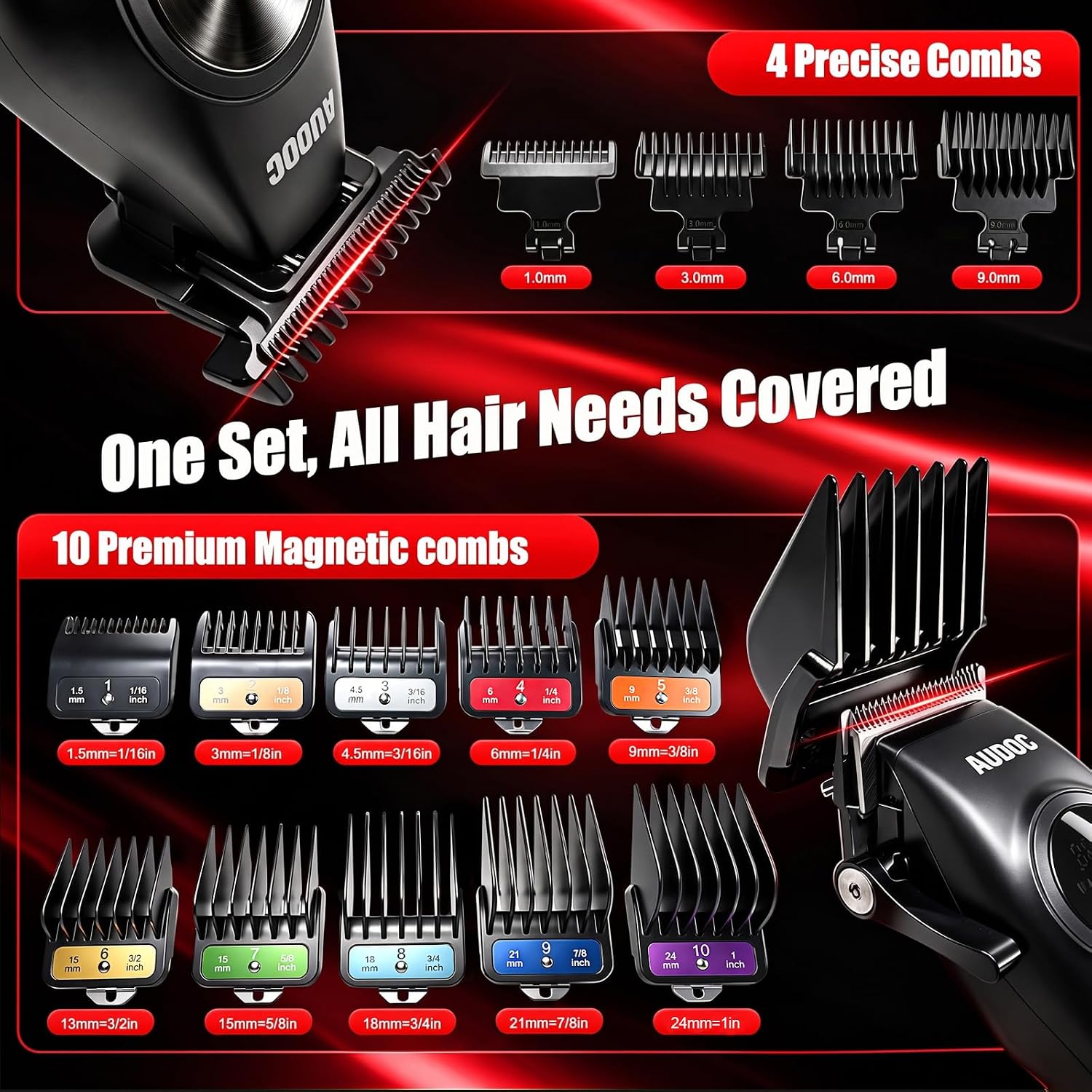 Hair Clippers and Trimmers Set for Men Professional,Red
