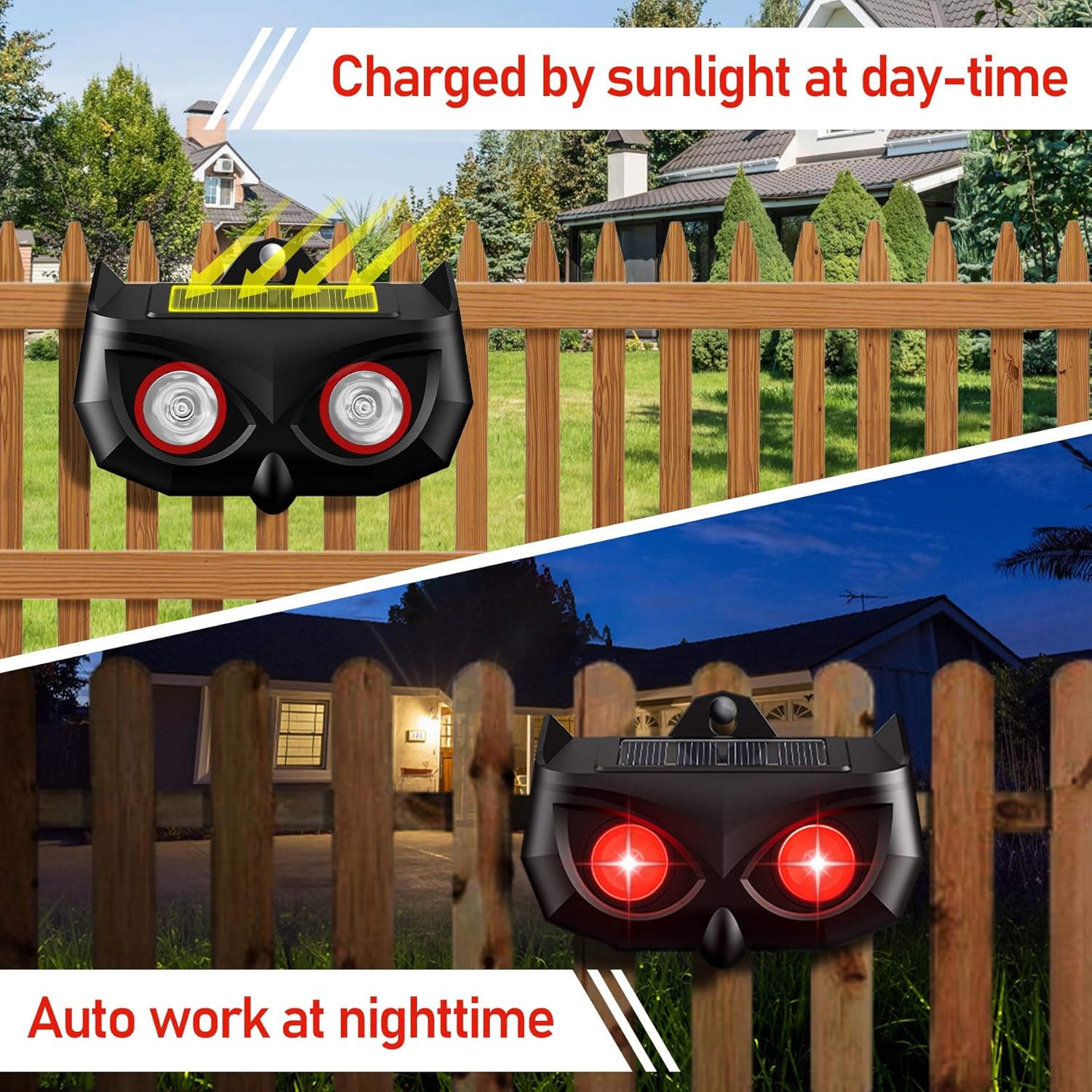 Solar Animal Repeller Outdoor, Waterproof Predator Deterrent Lights with Red Flashing LEDs, Skunk Deer Coyote Fox Raccoon Repellent Devices for Yard Garden Farm Chicken Coop 4 Pack
