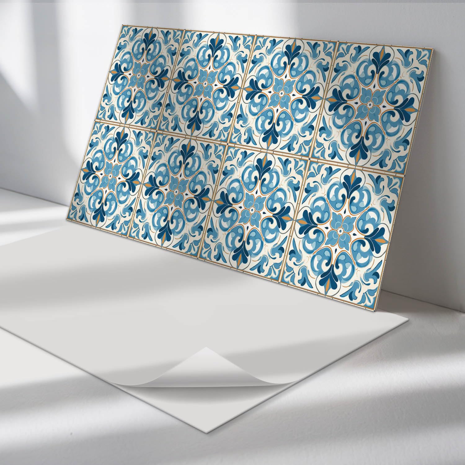 Panneau en vinyle mural décoratif 40x20 cm motif végétal en symétrie