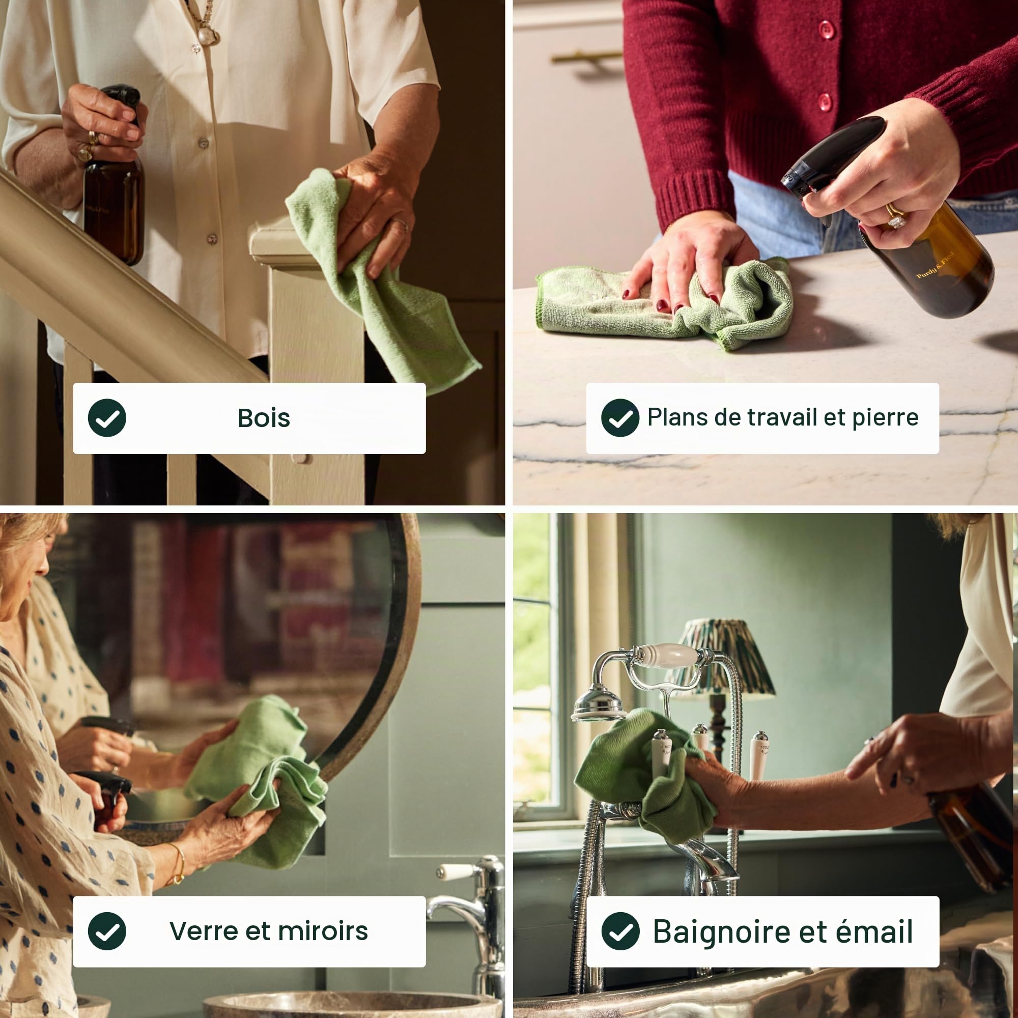 Purdy & Figg Lot de 12 chiffons de nettoyage en microfibre sans traces