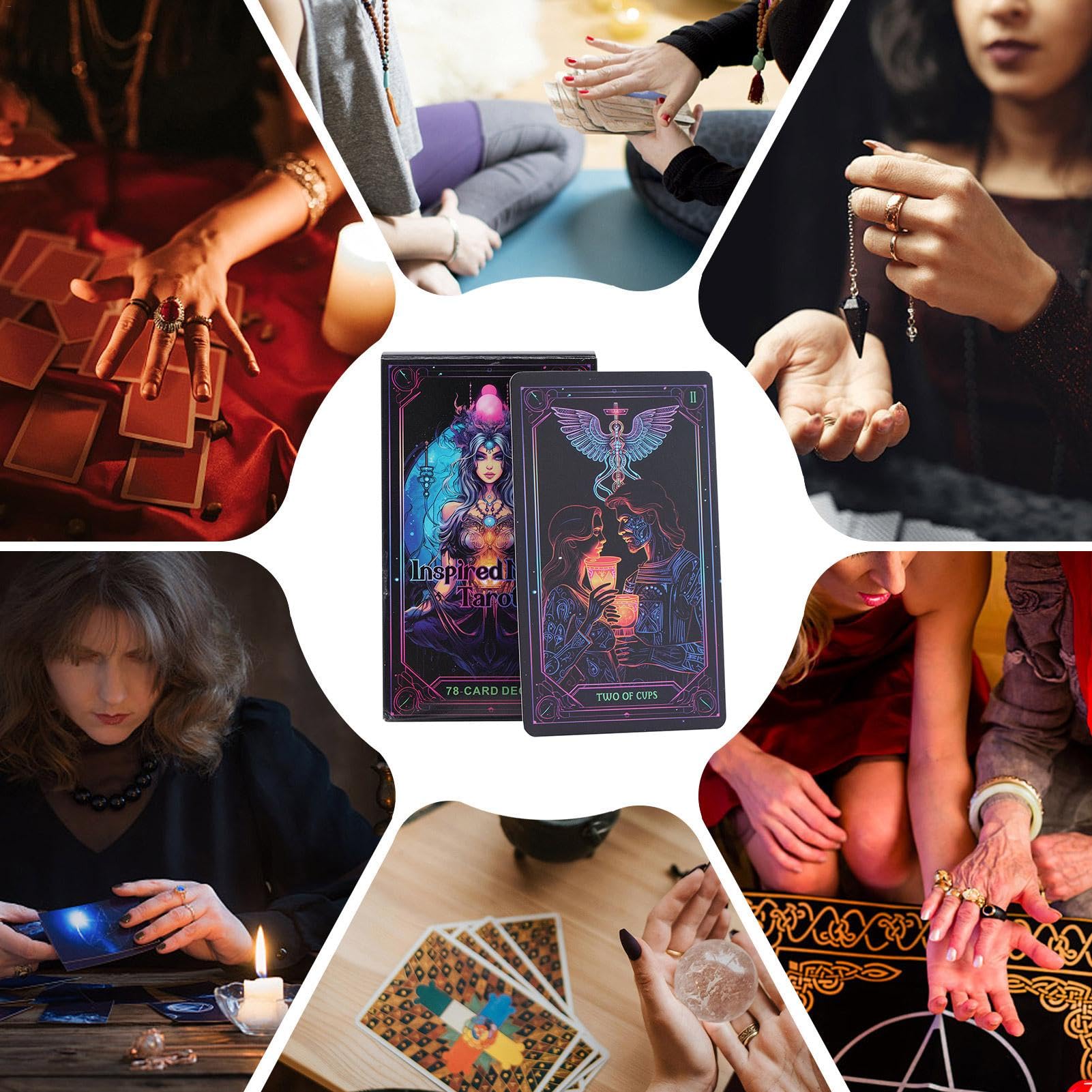 Jeu De 78 Cartes Oracle Tarot Néon - Version Anglaise, Design Fluo, Idéal Pour Débutants