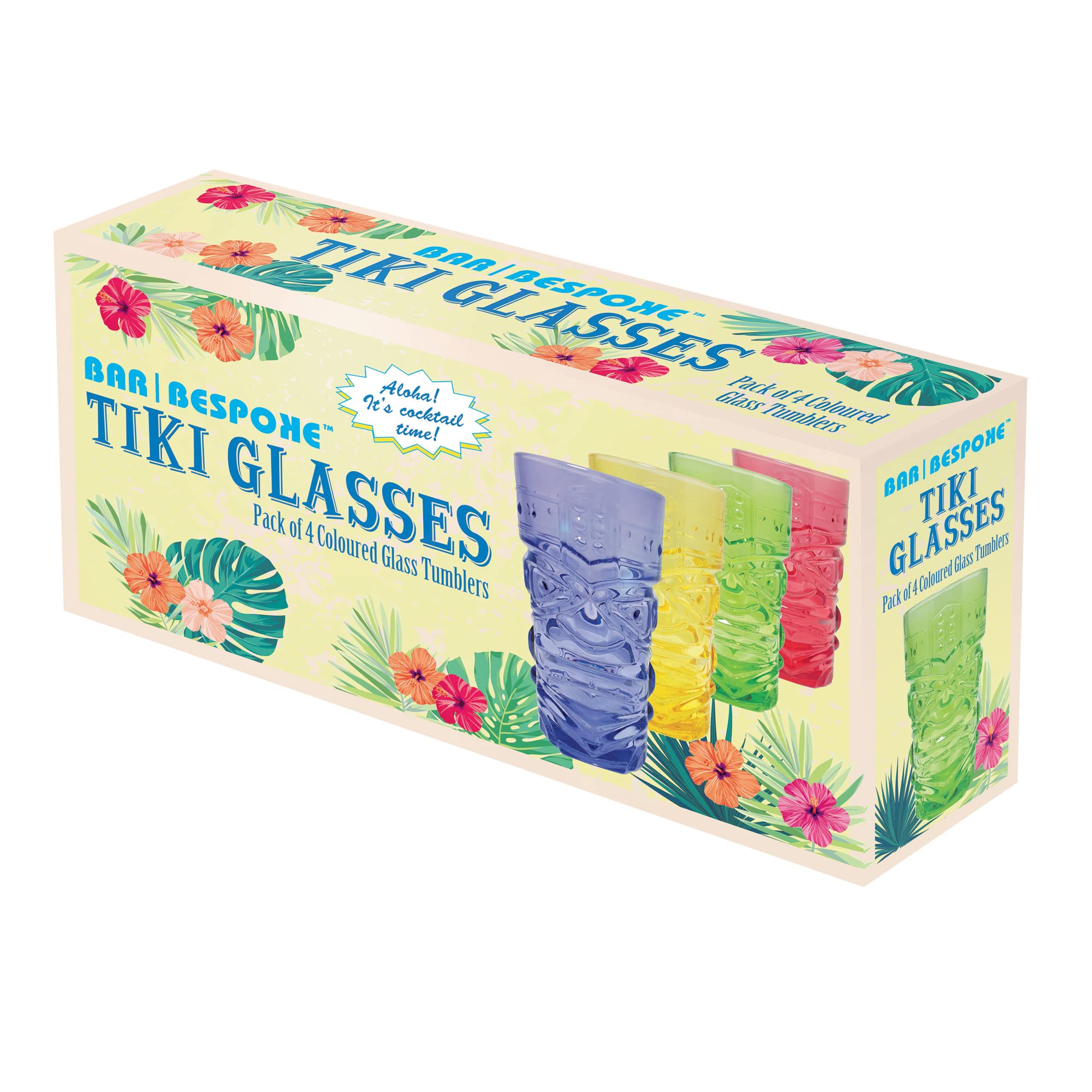 Bar Bespoke Coloured Tiki Highball Glass 4 Pack