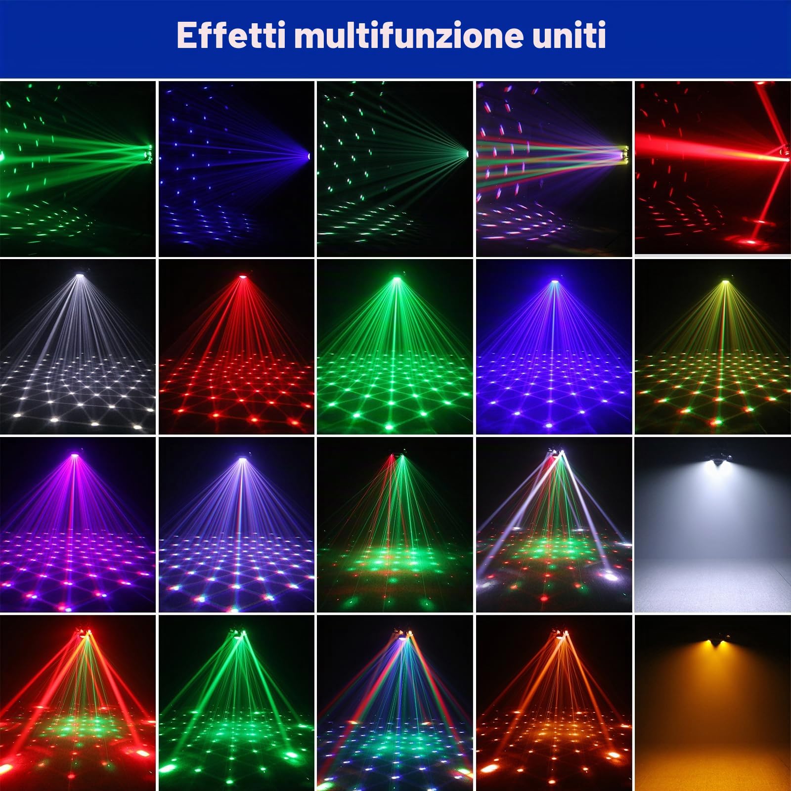 2PCS Teste Mobili da Palco RGBW Beam da 150W, 6 LED Rotante a 180° Effetto Stroboscopico Cielo Stellato Telecomando d-mx512 per Matrimoni Club Teatri Feste e DJ