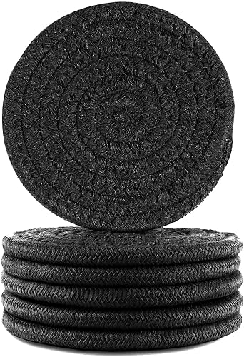 GeeRic Juego de 6 posavasos de bar para bebidas, hecho a mano, trenzados, tejidos, para bebidas, posavasos antideslizantes de 4.3 pulgadas, color disponible en Yaxa Venezuela