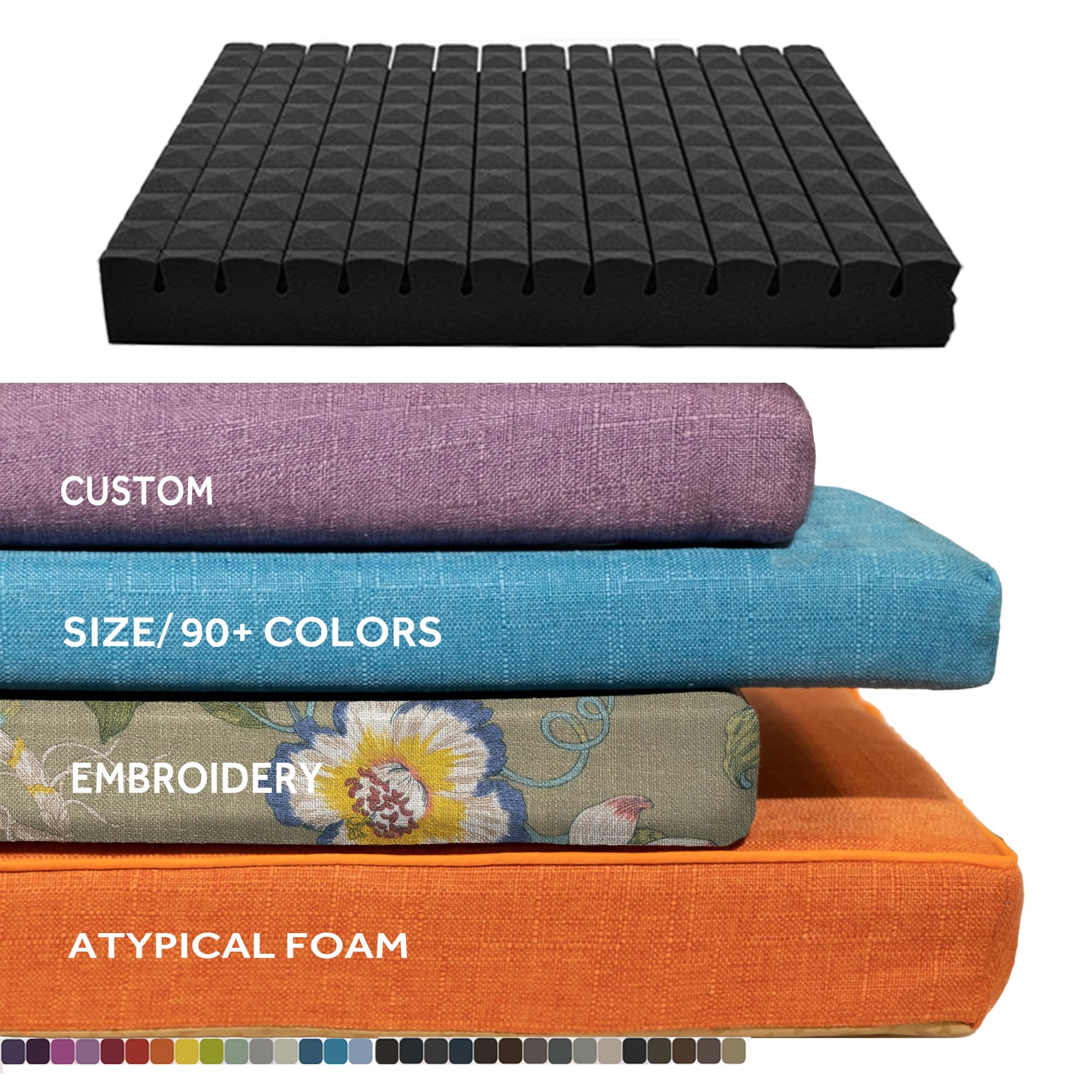 SINUOLIN Functional Customized Size Color Bench Cushion Cellular Foam for Indoor/Outdoor Furniture/Window Seat Chair Sofa Couch Pads Massage 70D High-Resilience Upholstery Thickened