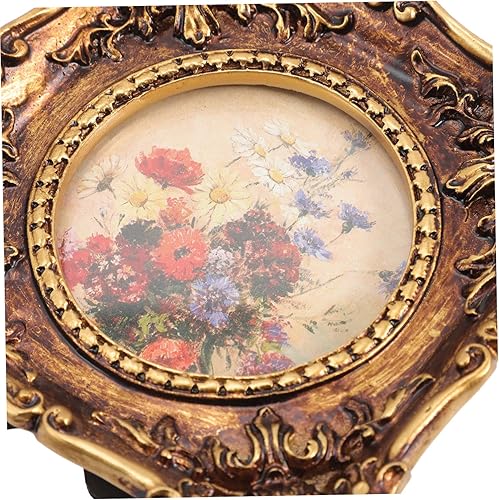 Miniatura 4 de HOMSFOU Marco de fotos de estilo europeo, marcos de fotos ornamentados, marco de fotos ovalado, marcos de fotos clásicos de escritorio para oficina,