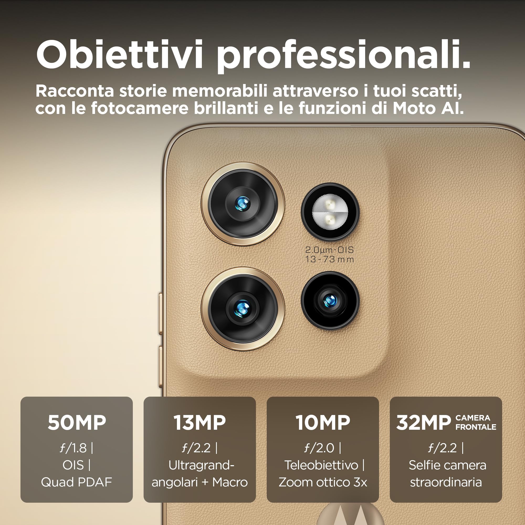 Motorola edge 50 neo (8/256GB, Fotocamera Sony LYTIA™ 700C 50+13+10MP selfie 32MP, Display 6.36" pOLED 120Hz, IP68, MediaTek MTK 24M, batteria 4310mAh, ricarica 68W, Android 14), PANTONE Latte